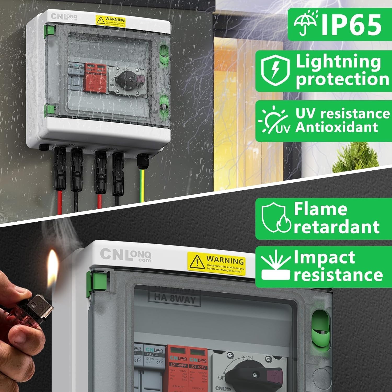 Waterproof Solar PV Combiner Box with 32A Circuit Breaker & Surge Protector