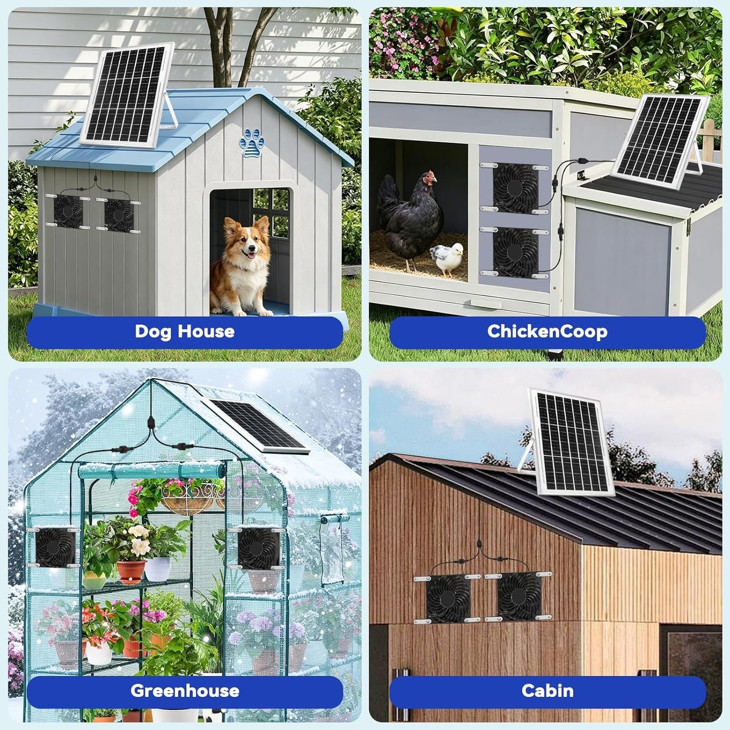 Versatile Solar Powered Dual Fan Kit for Outdoor Spaces – Easy to Install