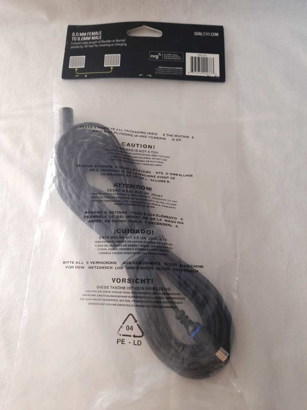 New GOAL ZERO 30 ft EXTENSION Cable for Solar Panels # 98029 Nomad Boulder