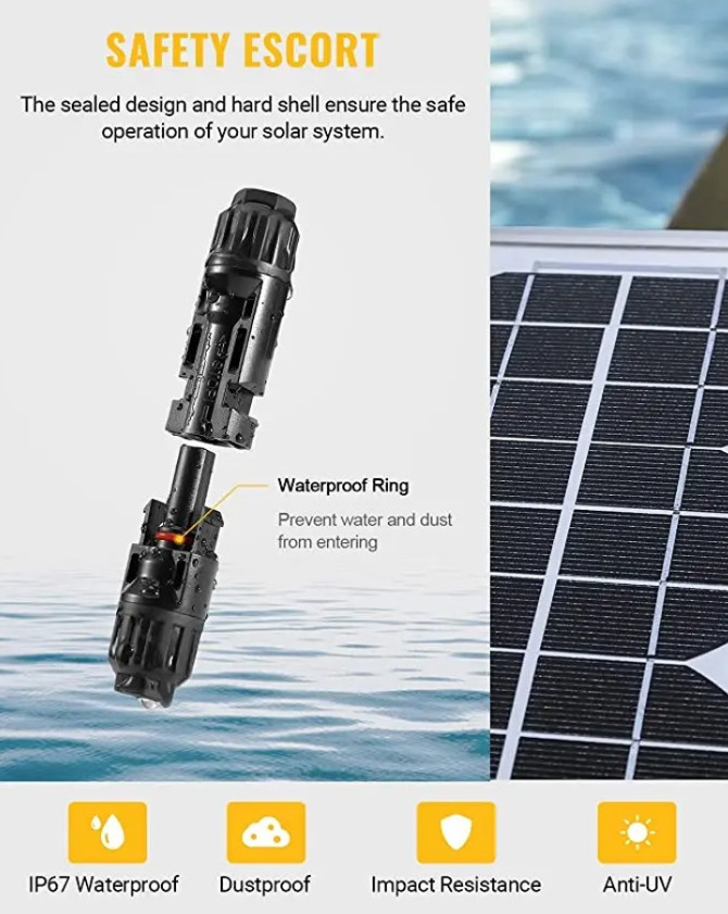 5Pairs Black Solar PV Connector Set 1000V 30A Waterproof Connectors – NEW