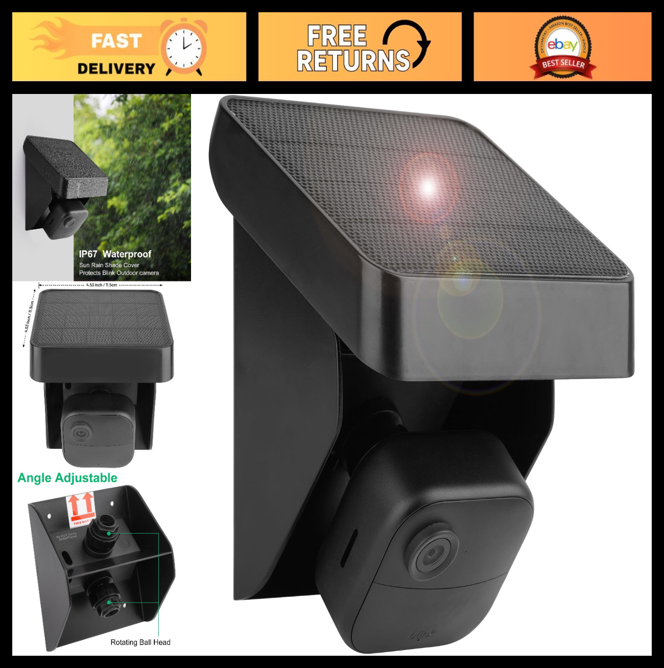Solar Panel Charger for Blink Outdoor 4/XT3/XT2 Cameras, IP67 Weatherproof, 3300