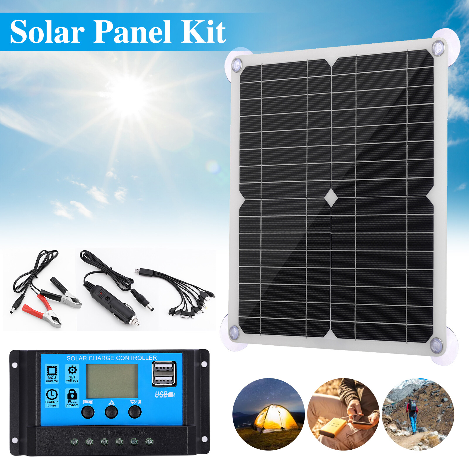 200W Solar Panel Kit 100A 12V Battery Charger With Controller For Caravan Boat