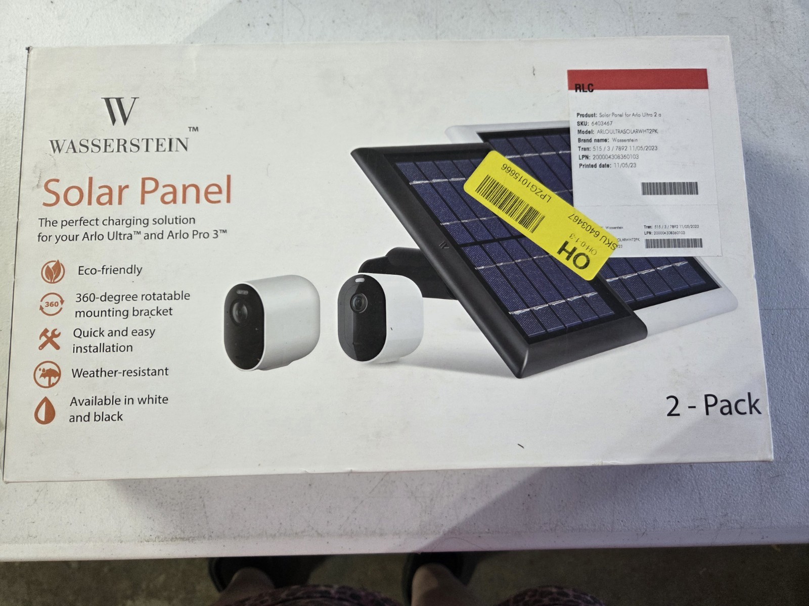 Wasserstein 2 Pack Solar Panels For Arlo Ultra And Pro 3 WHITE