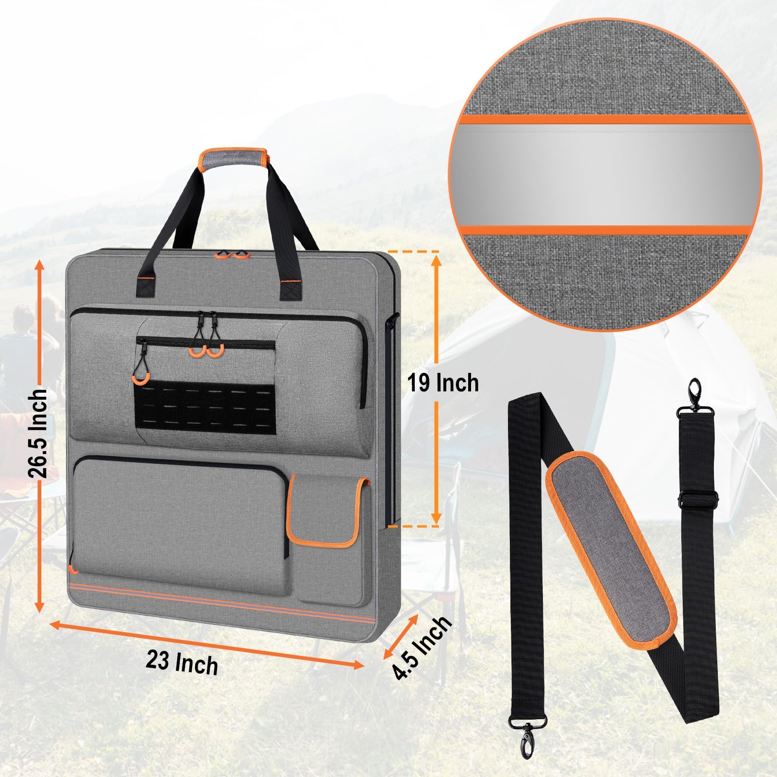 Wigojoy Solar Panel Storage Bag with Orange Lining, Deepened Opening, Zipper …