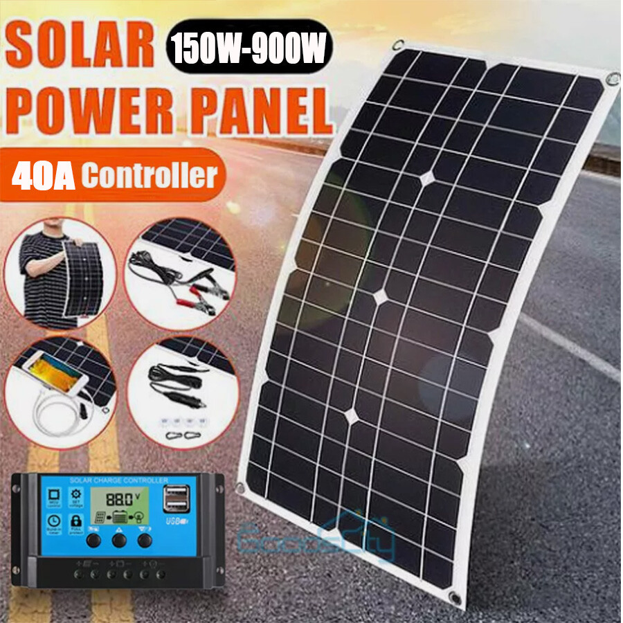 150W-900W 12V/18V Solar Panel Kit w/ High Efficiency Monocrystalline Solar Panel