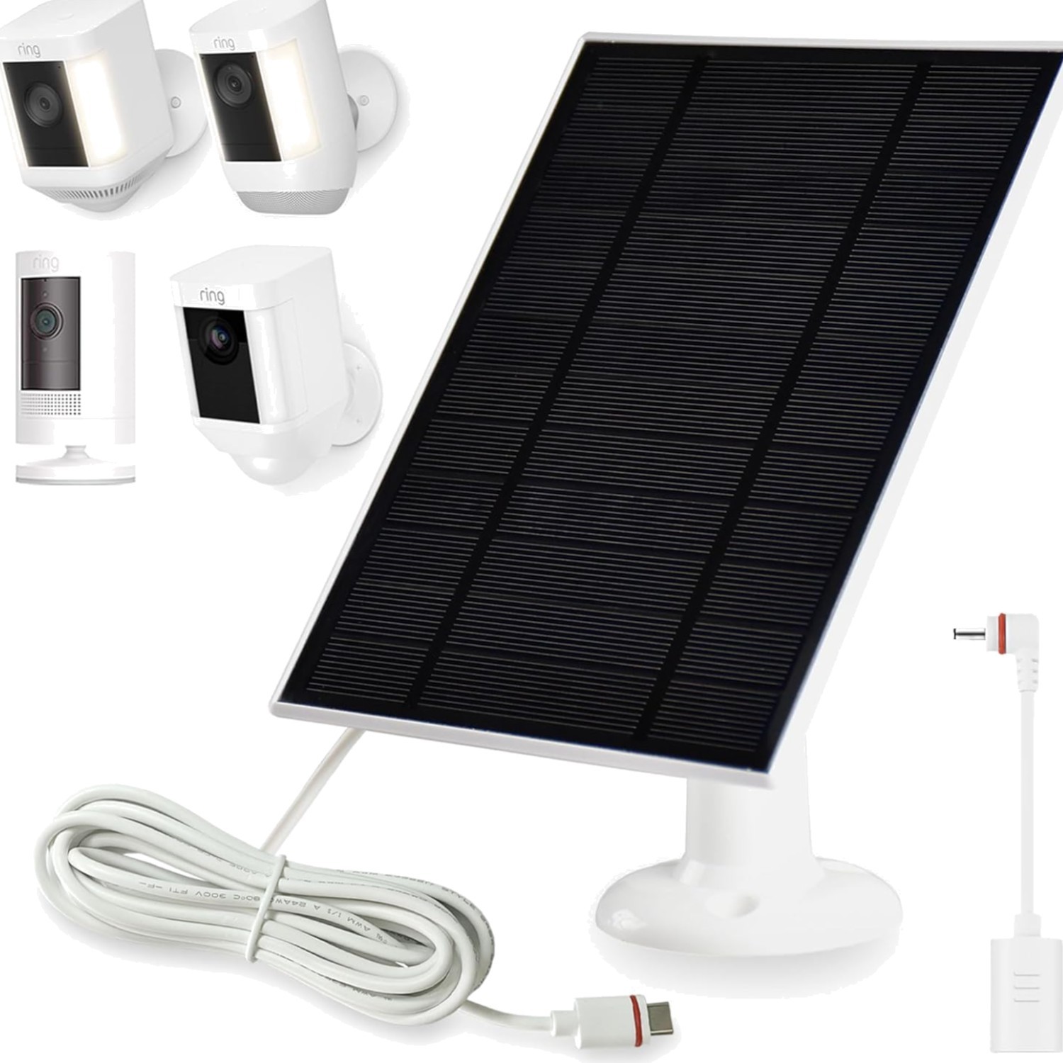 Weatherproof 4W Solar Panel for Ring Security Cameras – 1 Pack with Adapter