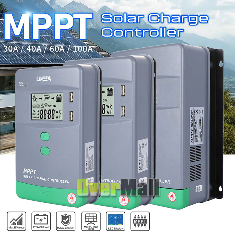 Solar Panel Regulator MPPT Charge Controller Auto Focus Tracking 30-100A 12V/24V