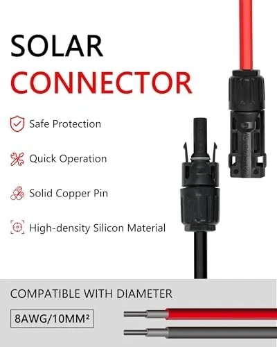 8AWG Solar Panel Connectors IP68 Waterproof 1500V 70A 8AWG Solar Connectors