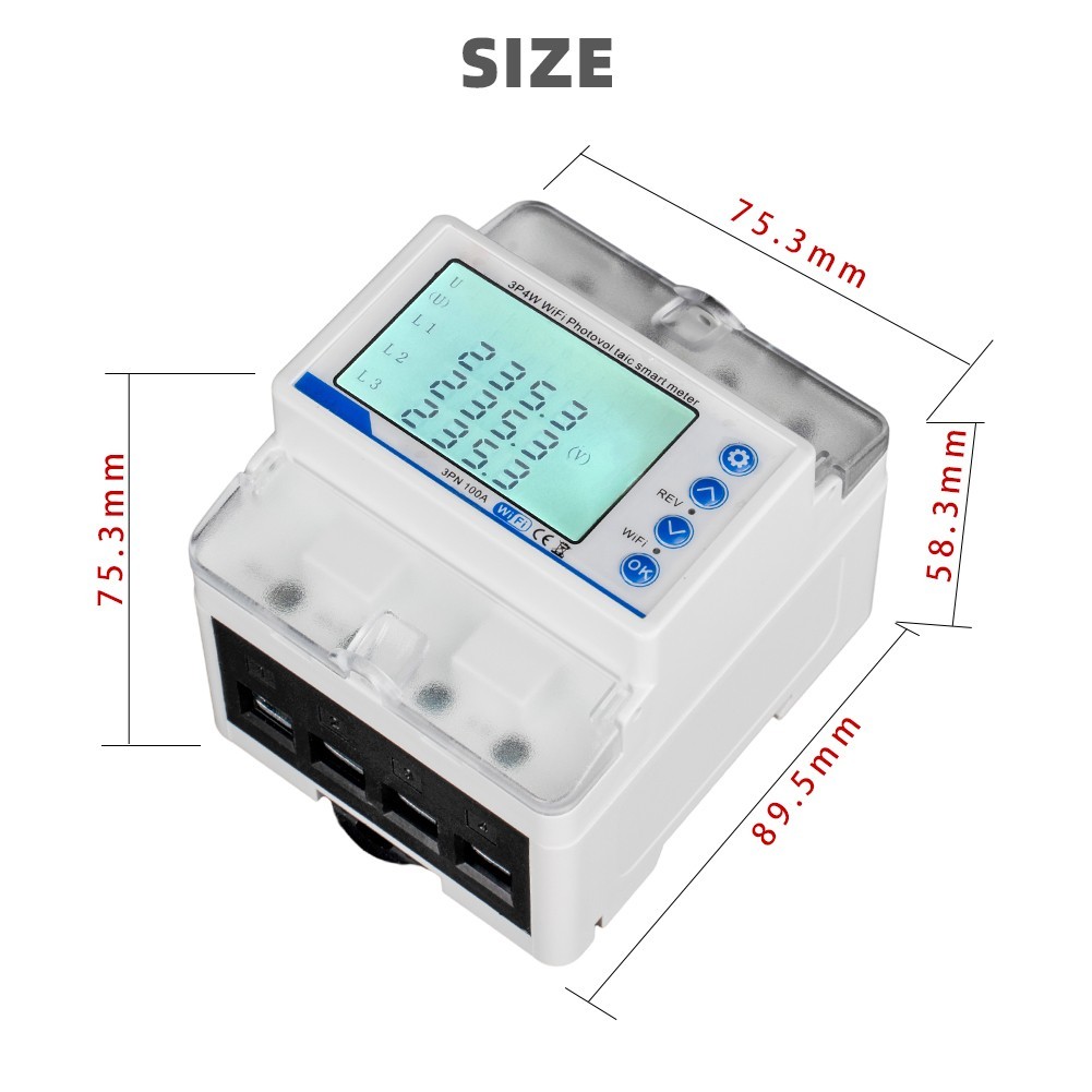 Smart WiFi Energy Meter Three Phase by For Tuya with Voltage Protection