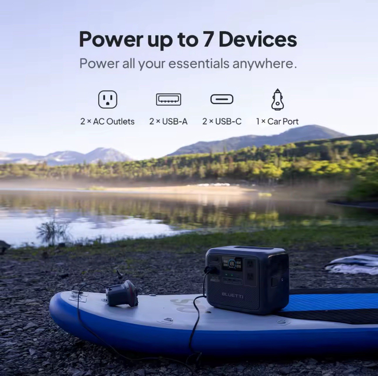 BLUETTI AC70 1000W 768Wh Portable Power Station Solar Generator for Fishing/Trip
