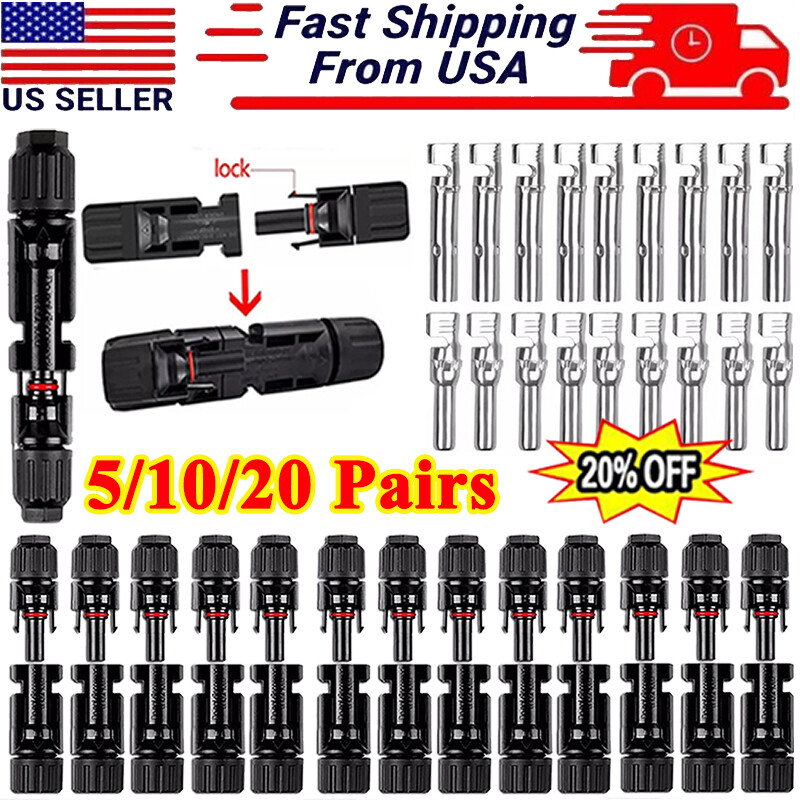 20 Pairs Male Female Wire Cable Connector Set Solar Panel Waterproof Connectors