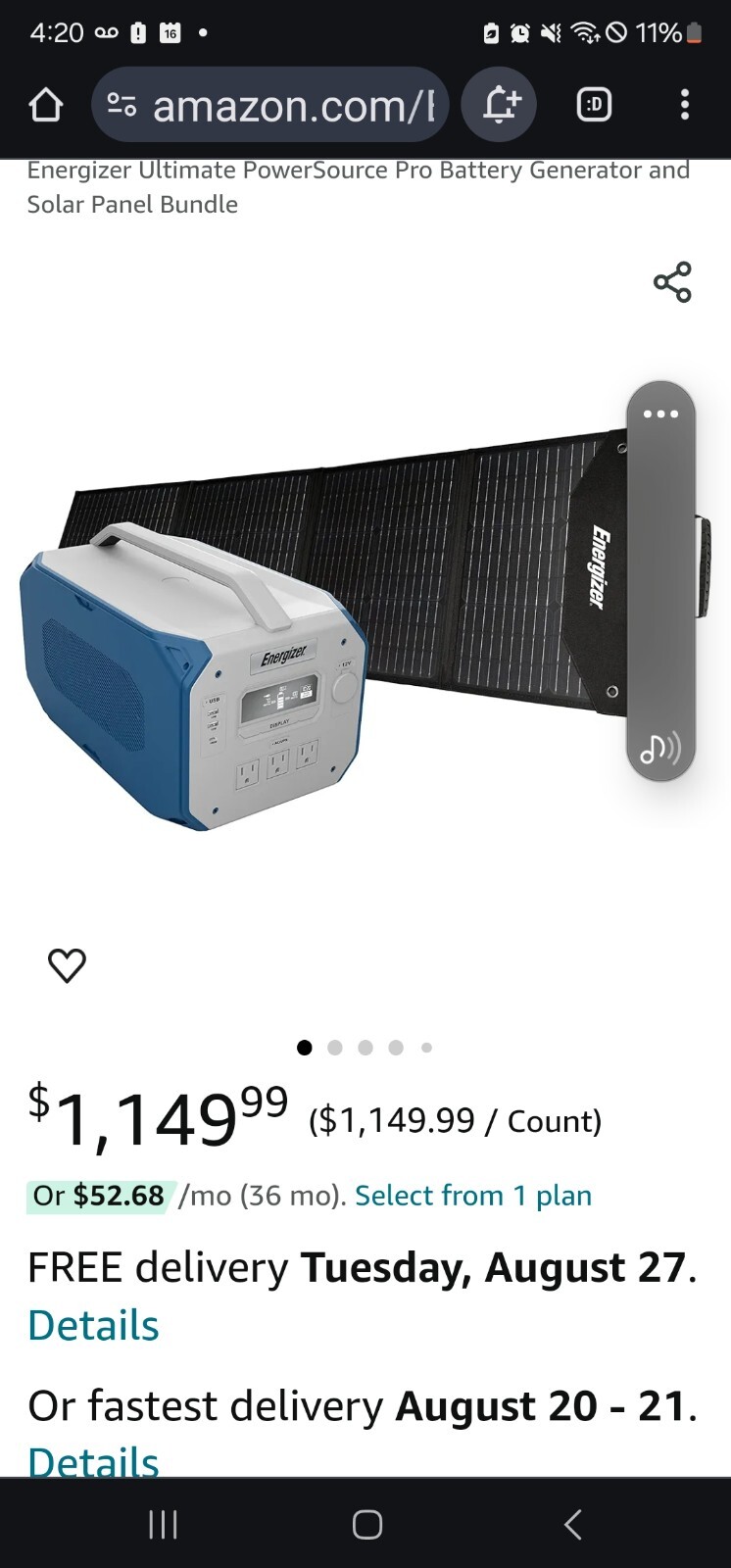 Energizer 1200W Generator / 200W Solar Panel Bundle