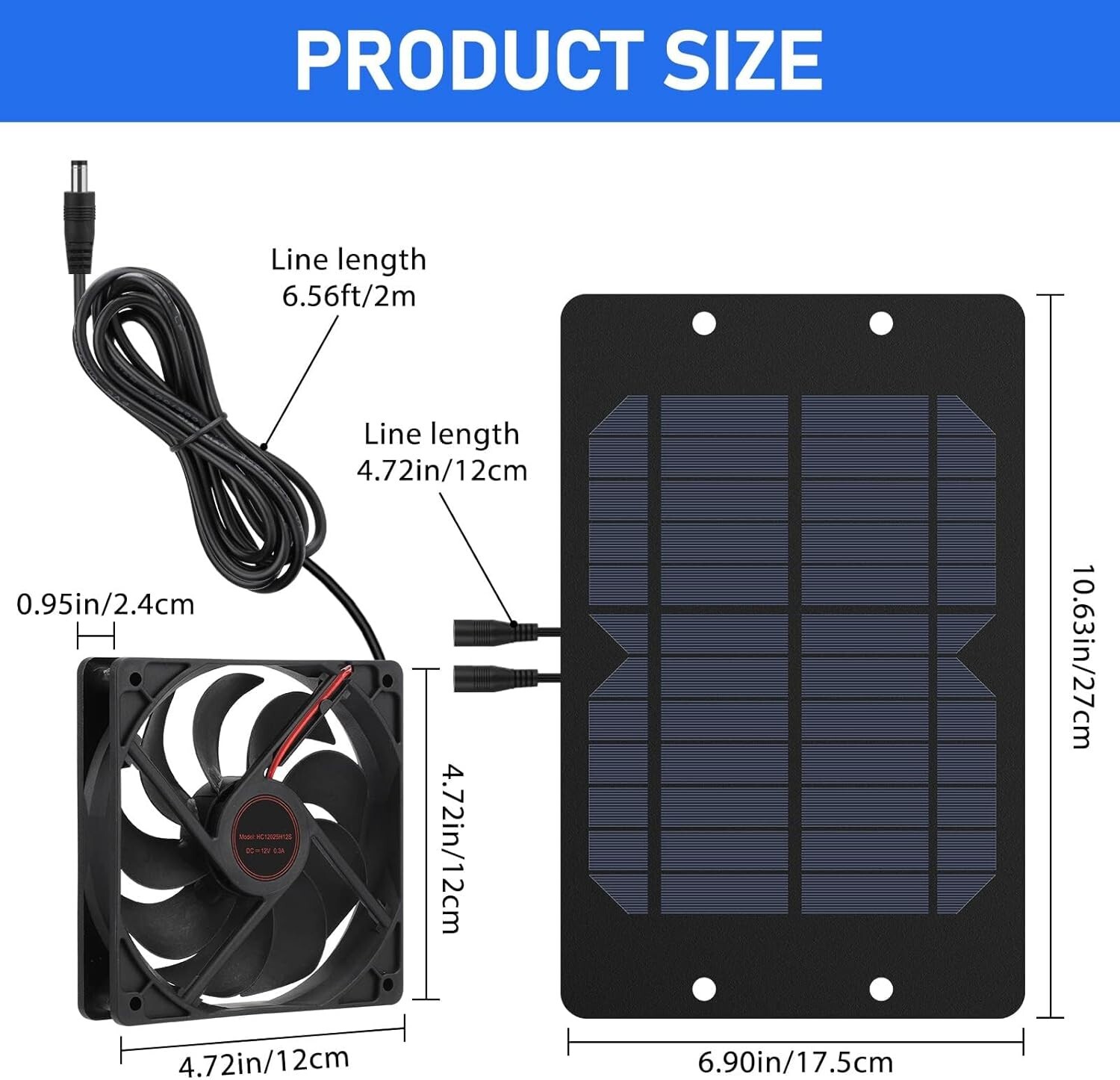 EEEKit Solar Panel Fans Kit, 10W 12V Solar Panel Powered Dual Fan | USA model