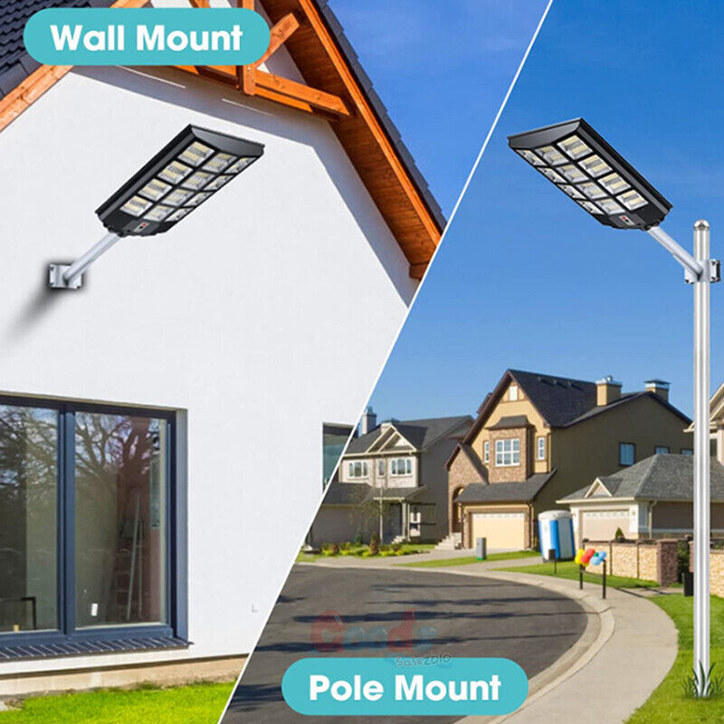Solar Street Light 1600W Super Bright Dusk to Dawn Pole Sensor+Radar+Remote