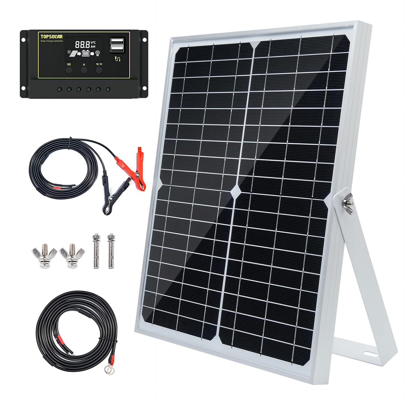 30W 12V/24V Solar Panel Kit, Monocrystalline Solar Battery Trickle Charger Ma…