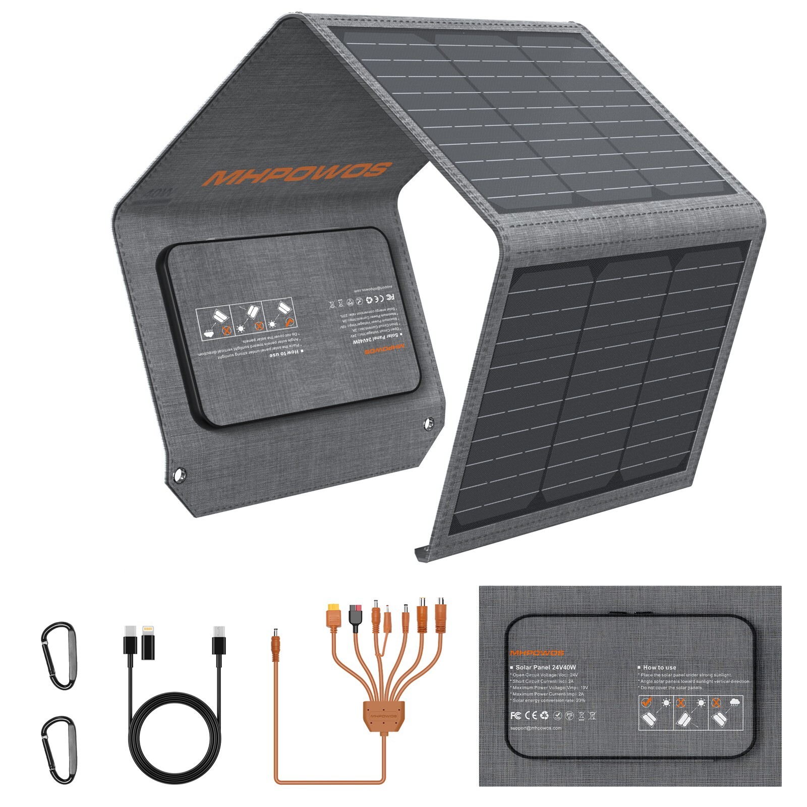 Camping Solar Panels 40W 80W Foldable Solar Panel Charger Type-C USB DC Outputs