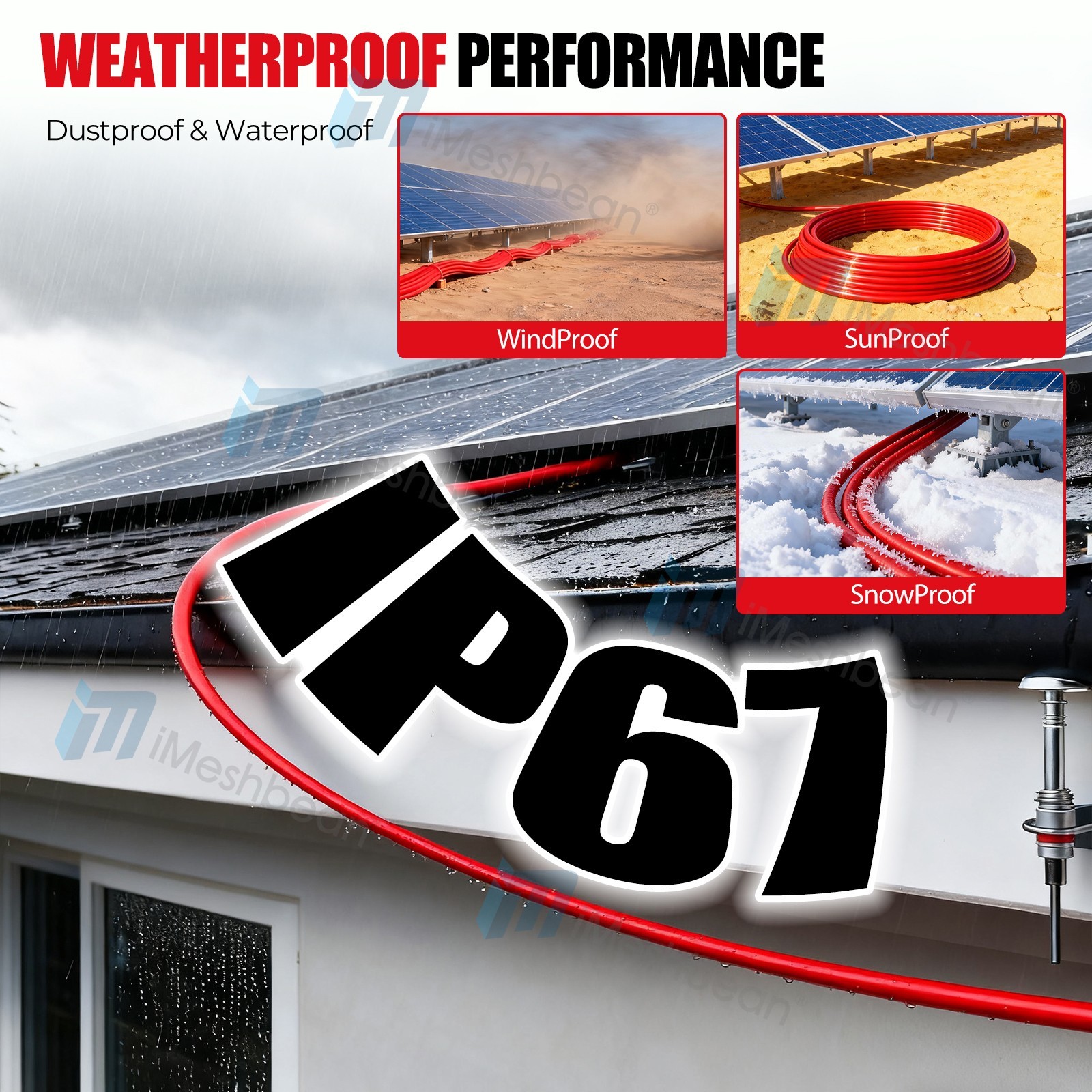 100FT 10AWG Red Solar Panel Extension Cable PV Wire Waterproof Solar Connectors