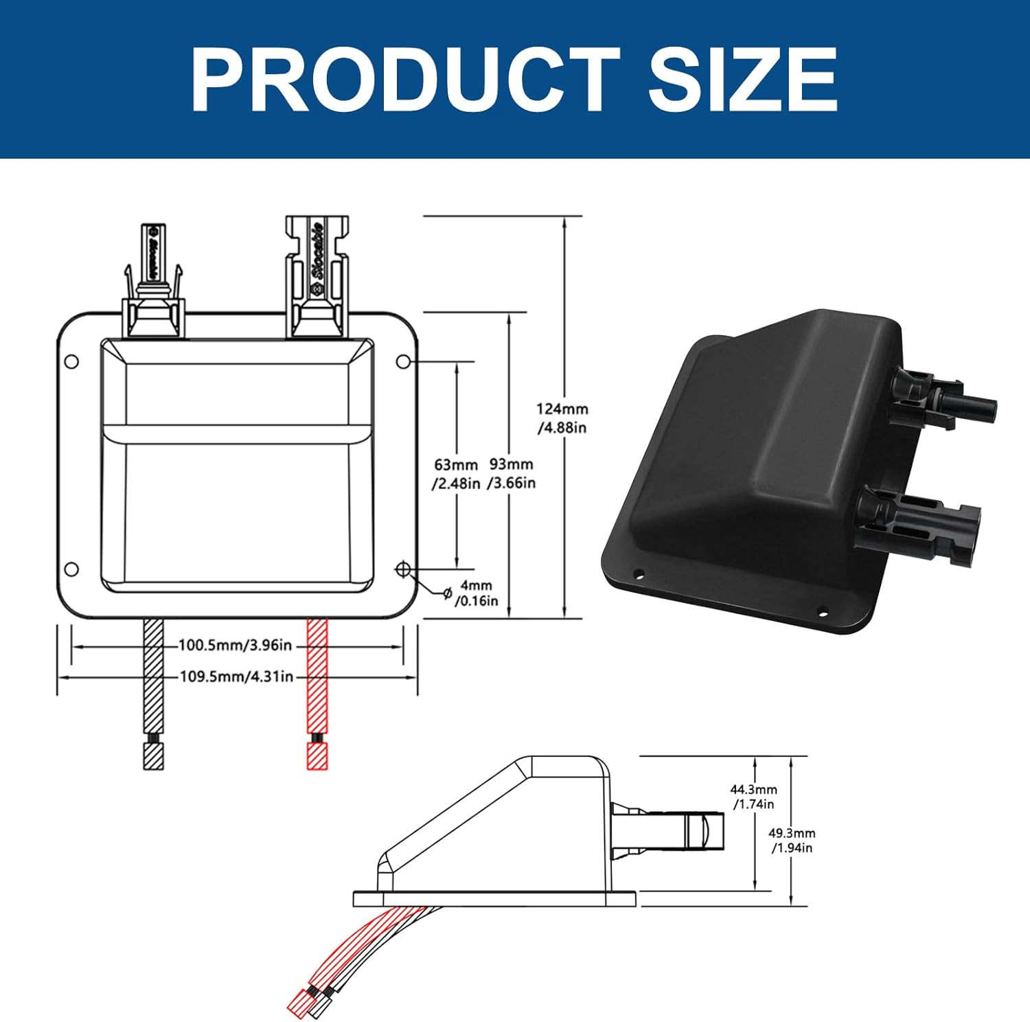 Solar Cable Entry Gland, 1FT 10AWG Soft Solar Extension Cable and Connector, UV