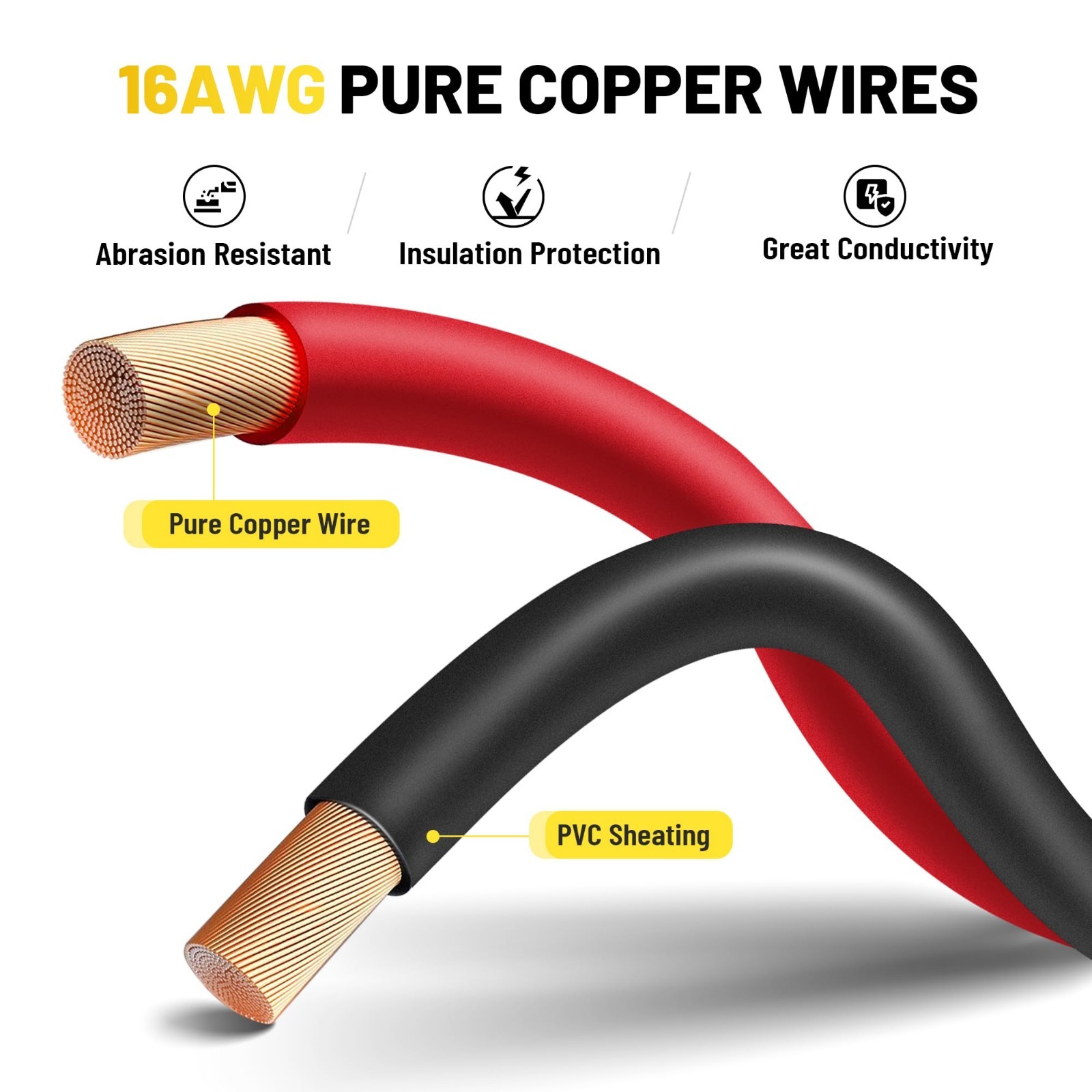 12FT 16AWG SAE Extension Cable, Heavy Duty Polarity Reversing Adapter, 2 Pin Qui