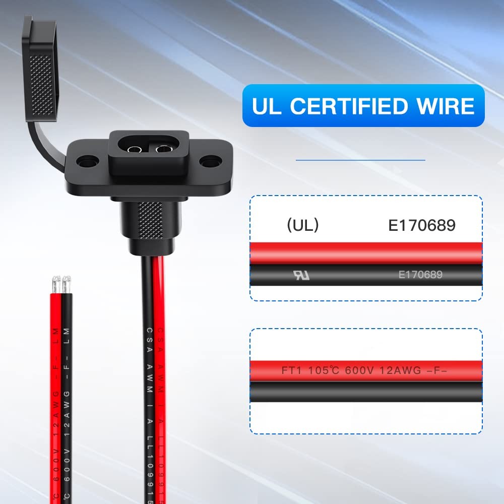 SAE Connector, Rectangular SAE Power Socket Sidewall Port, Weatherproof SAE Qui