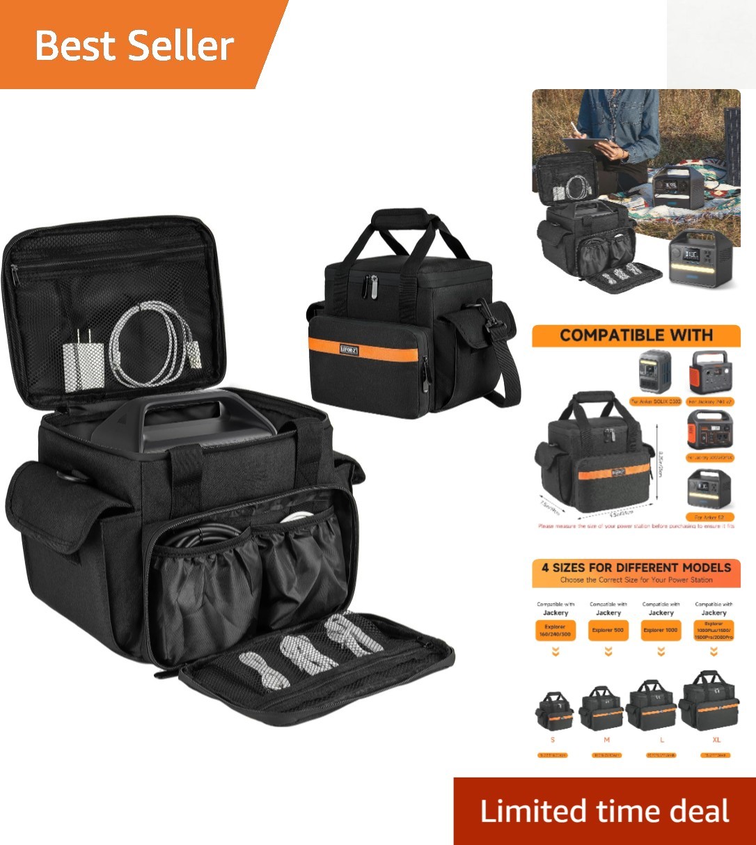 Compact Carry Bag for Jackery Explorer Series & GOLABS with 8 Functional Pockets