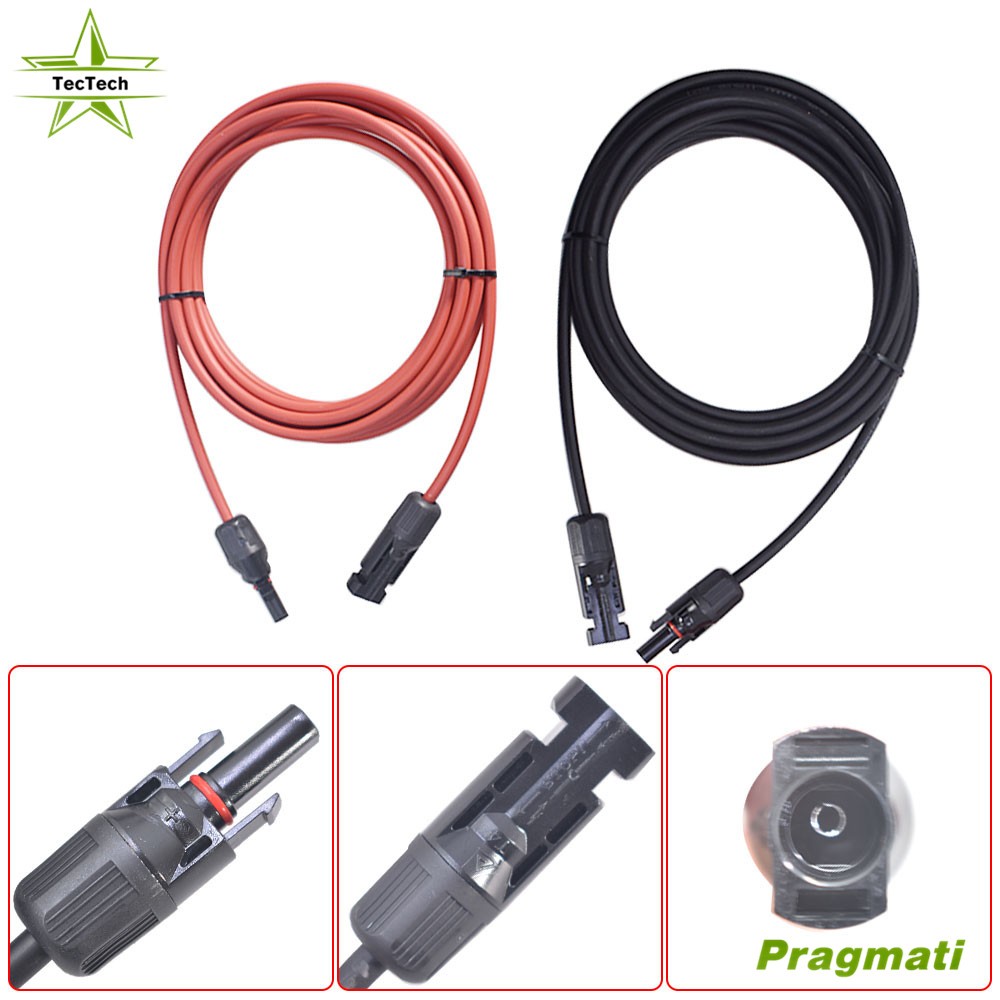 10/12 AWG 1 Pair Black + Red Solar Panel Extension Cable Wire Connector