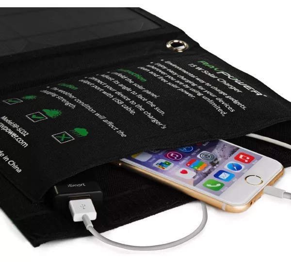 RAVPower 15W Foldable Dual-Port Waterproof Smart Solar Charger Kit RP-SC02