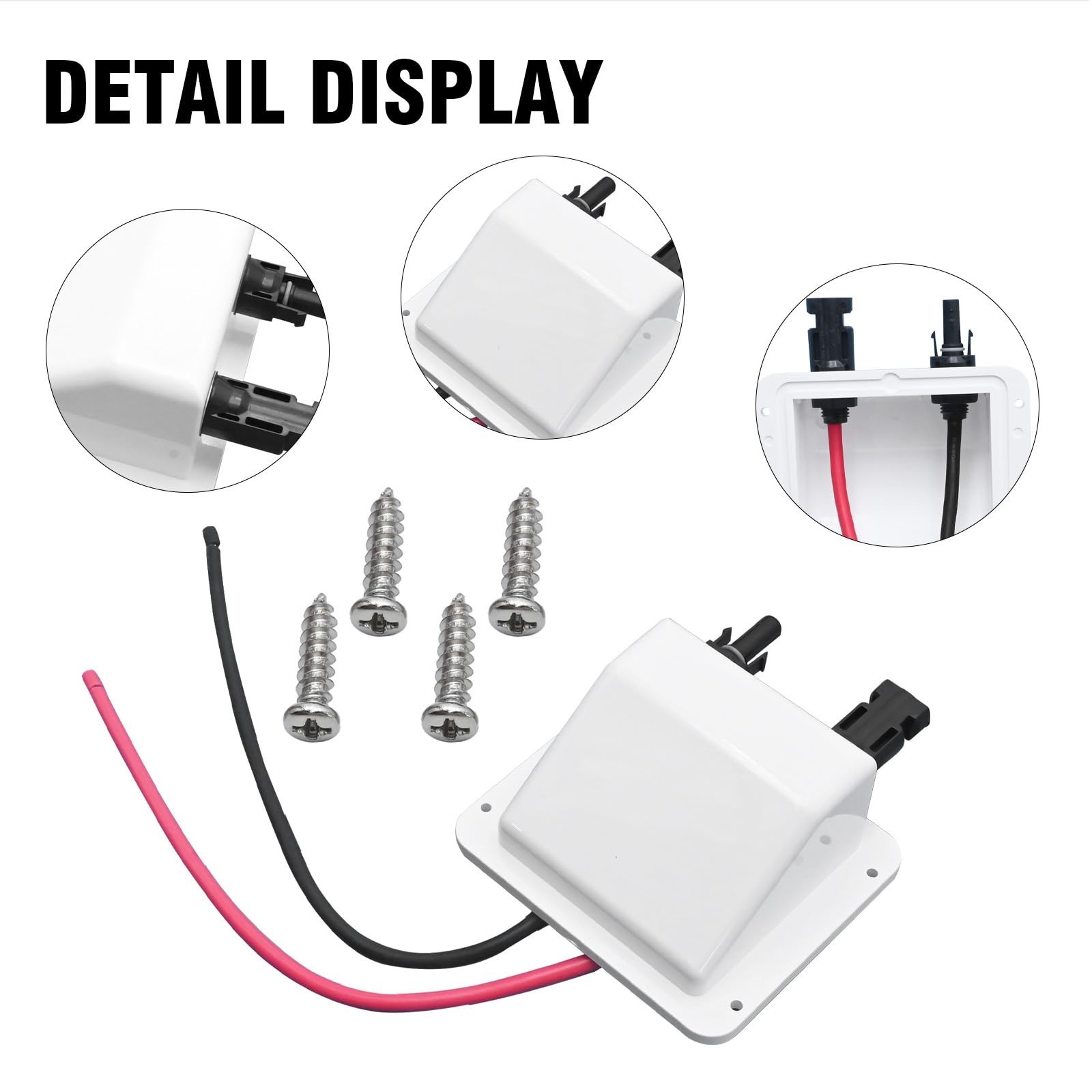 Solar Cable Entry Gland Box – 1FT 10AWG Soft Extension Cable & Connector, UV Res