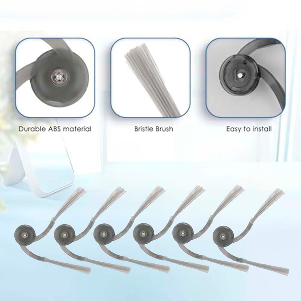 6 Replacement Side Brush Set for Roborock QV35A/QV35S/Qrevo L Grey 92mm
