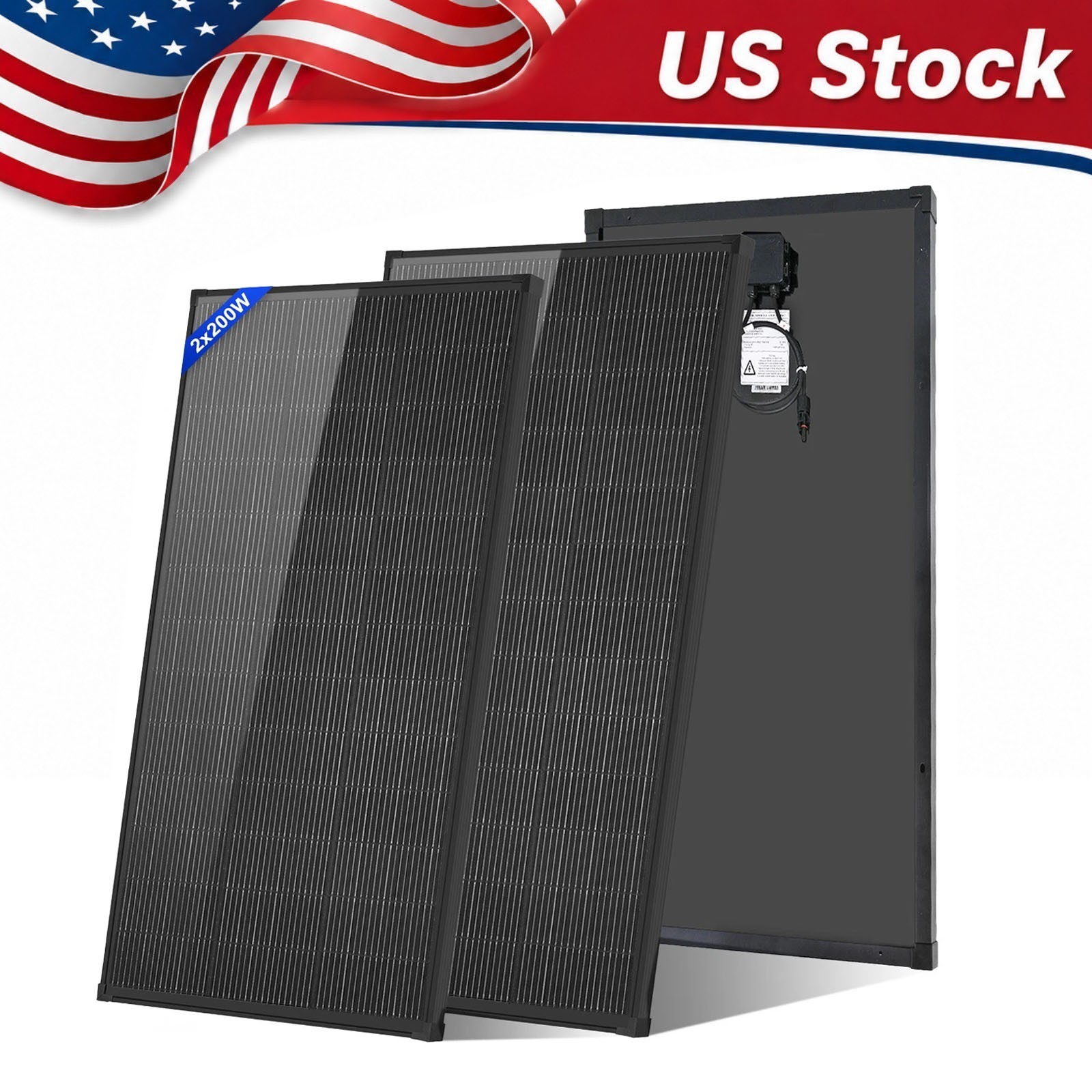 AeternaSol 400W(200W*2) 18BB Solar Panel 18V N-Type Mono Roof RV Boat Off-Grid