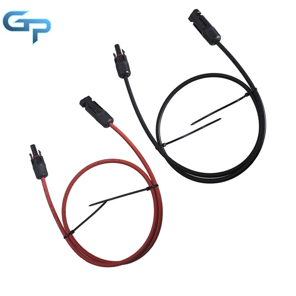 3 Feet Black + Red 1 Pair Solar Panel Extension Cable Wire Connector 10 AWG