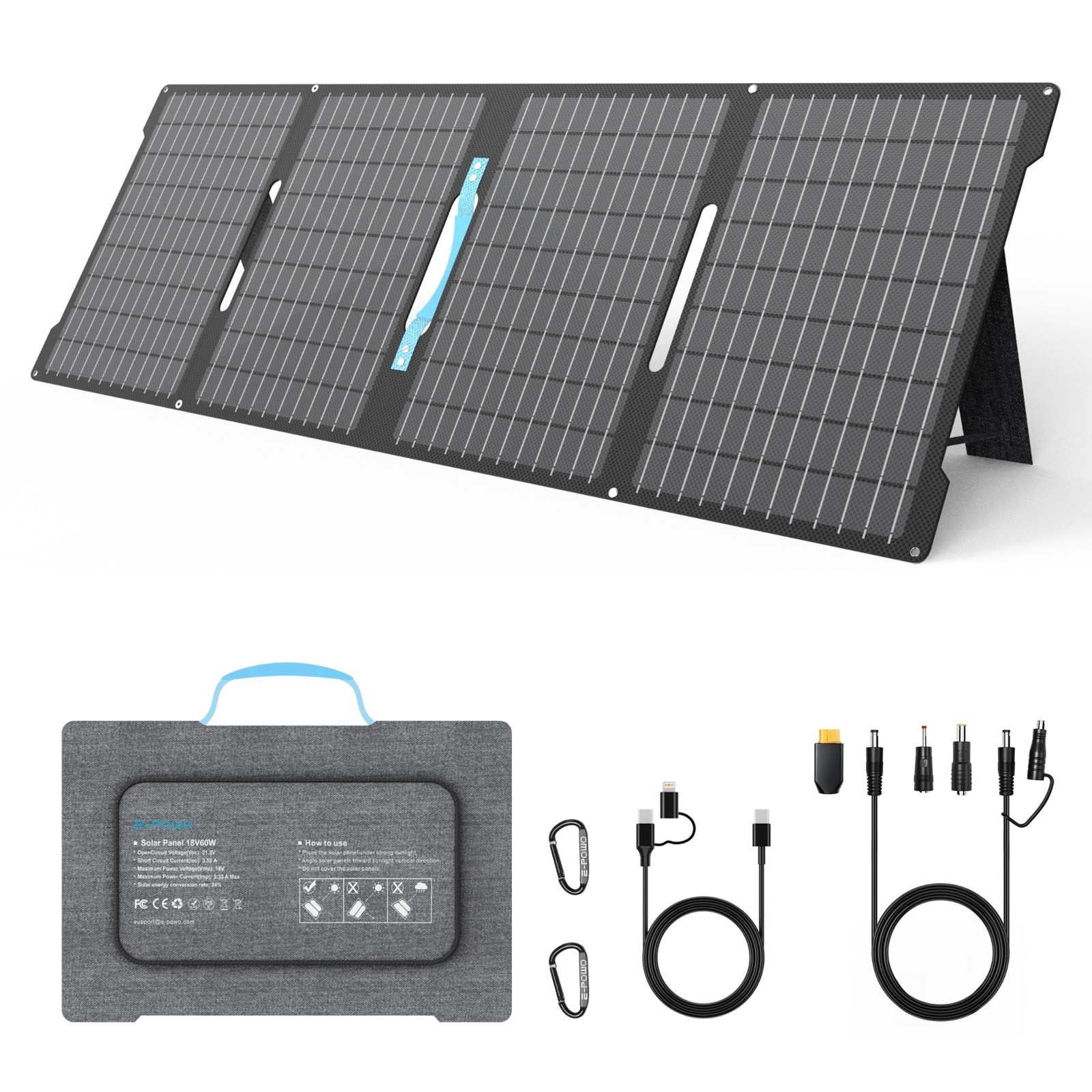 60W Portable Solar Panel for Jackery Portable Power Station Explorer 300 293Wh