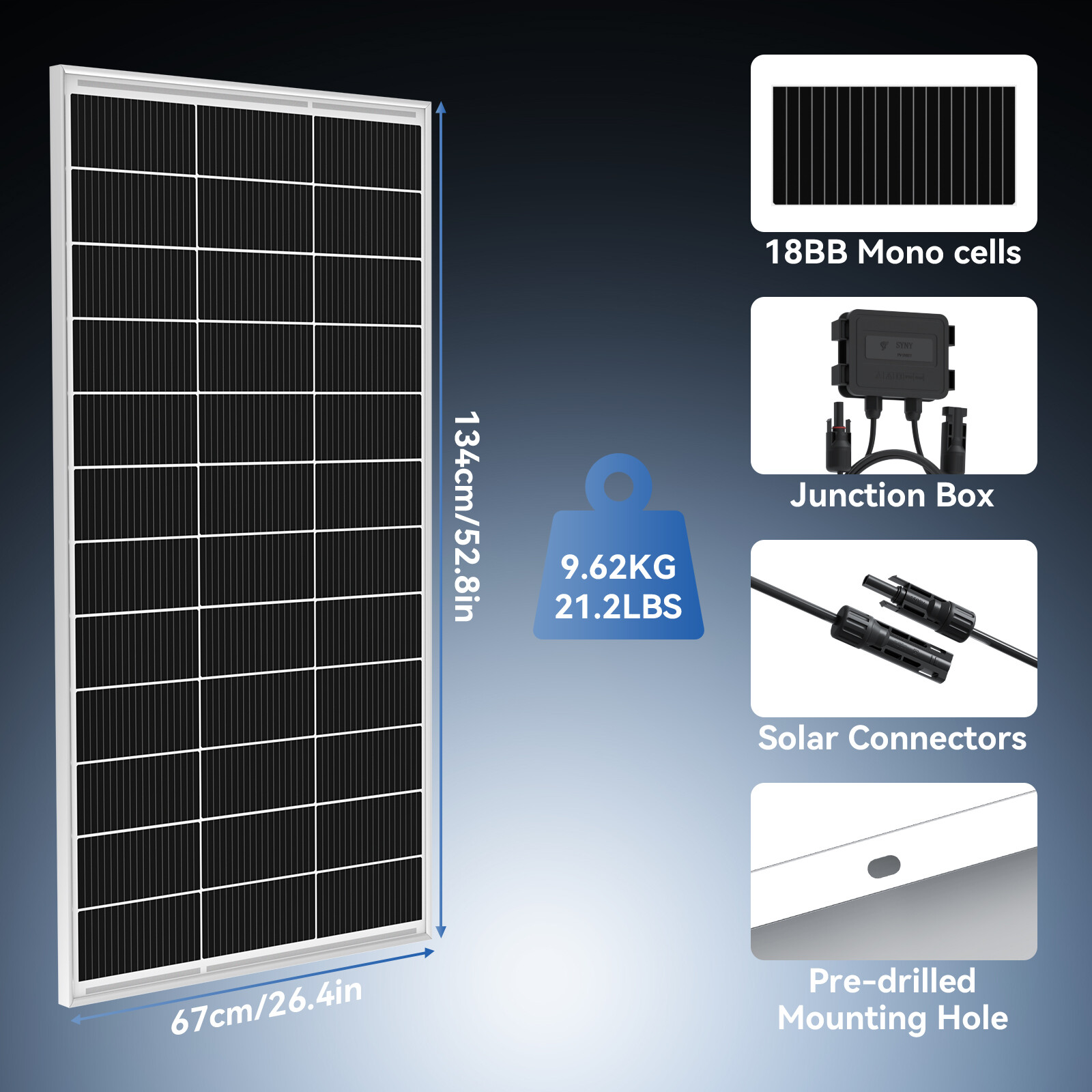18BB 200W 400W 1000W 12V Solar Panel Mono Battery Charge RV PV Home Off-Grid US