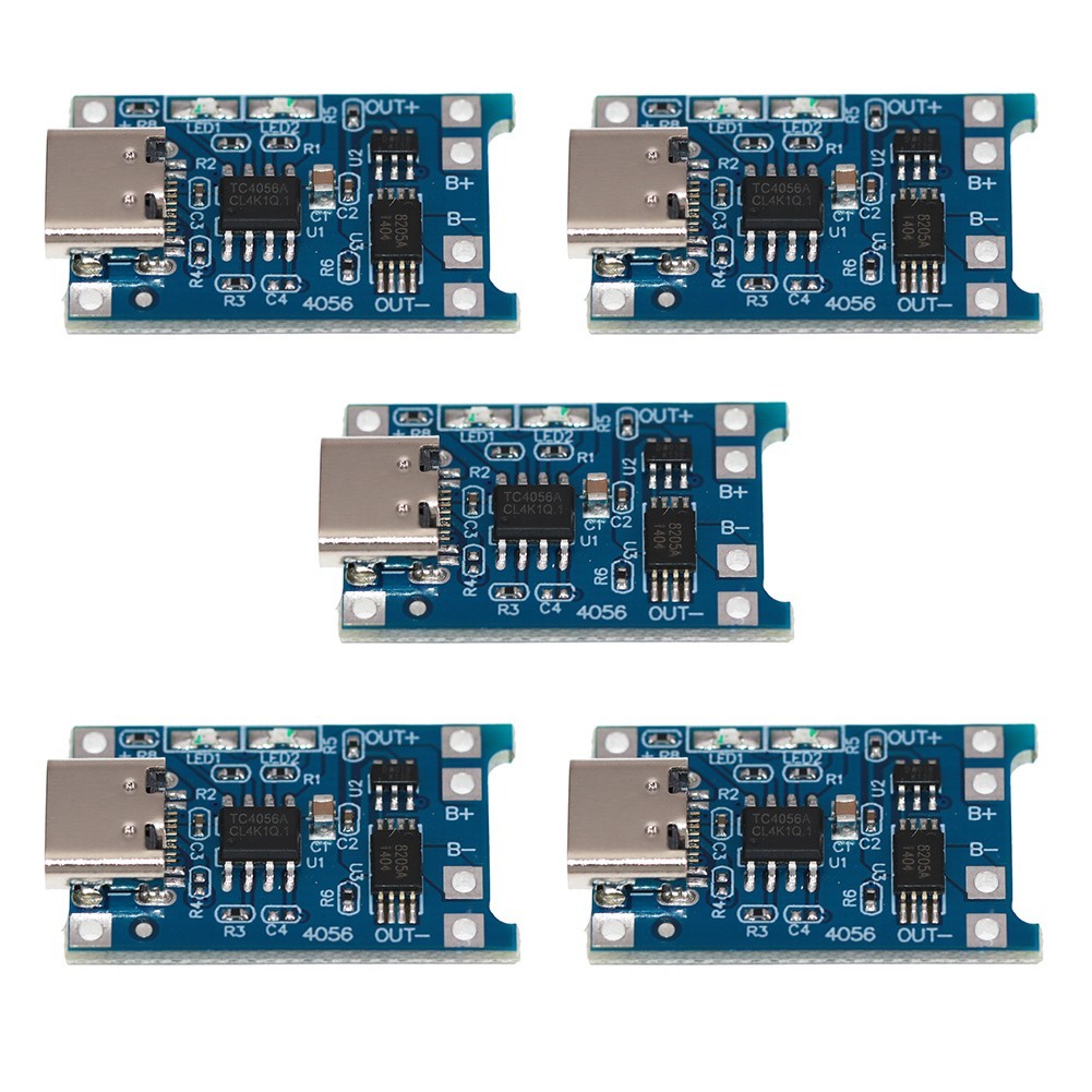 5 x USB Lithium Charger Module with Battery Protection TYPEC USB 5V 1A