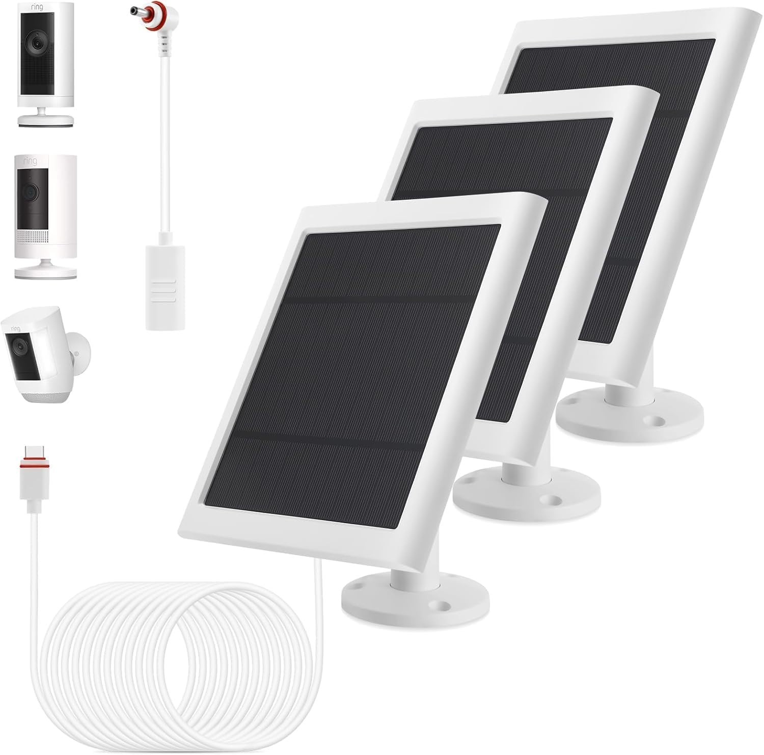Adjustable Solar Panel with 360° Mount for Ring Cameras – Dustproof & Waterproof