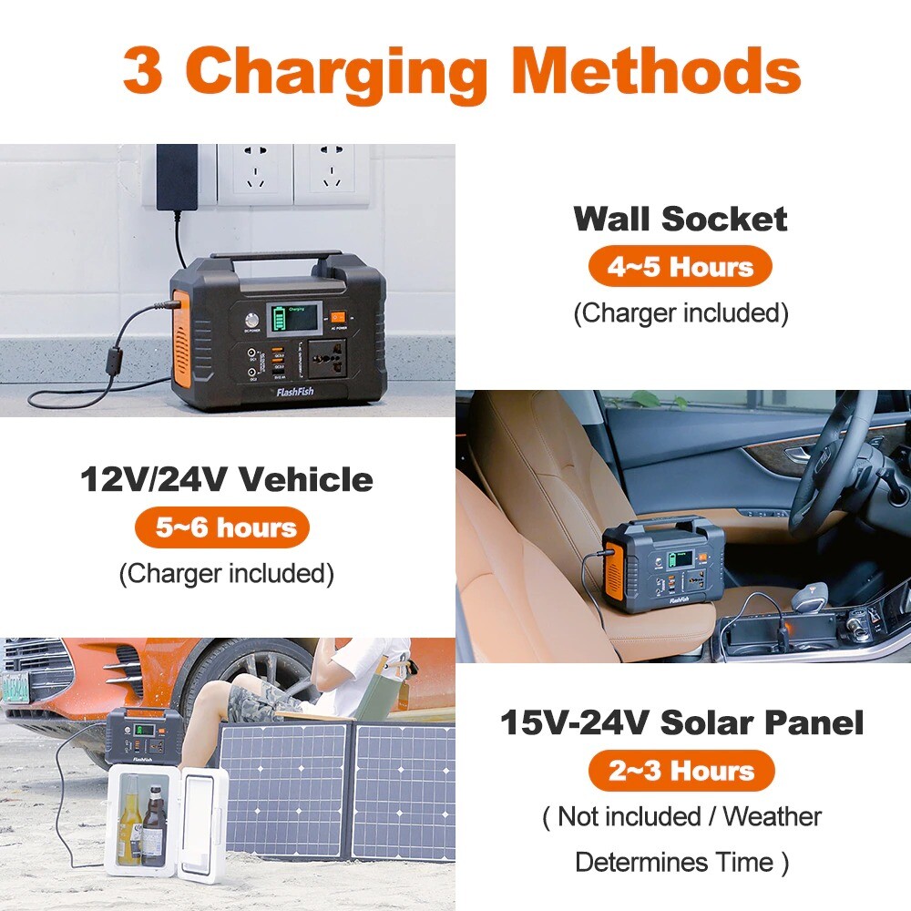 Portable Solar Power Station Outdoor Solar Generator Battery Charger FlashFish