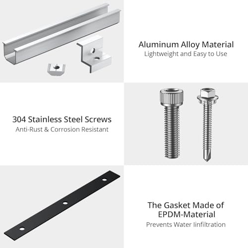 Solar Panel Bracket Kit, 6 Pcs 7.87 in Aluminium Solar Panel Mounting Silver