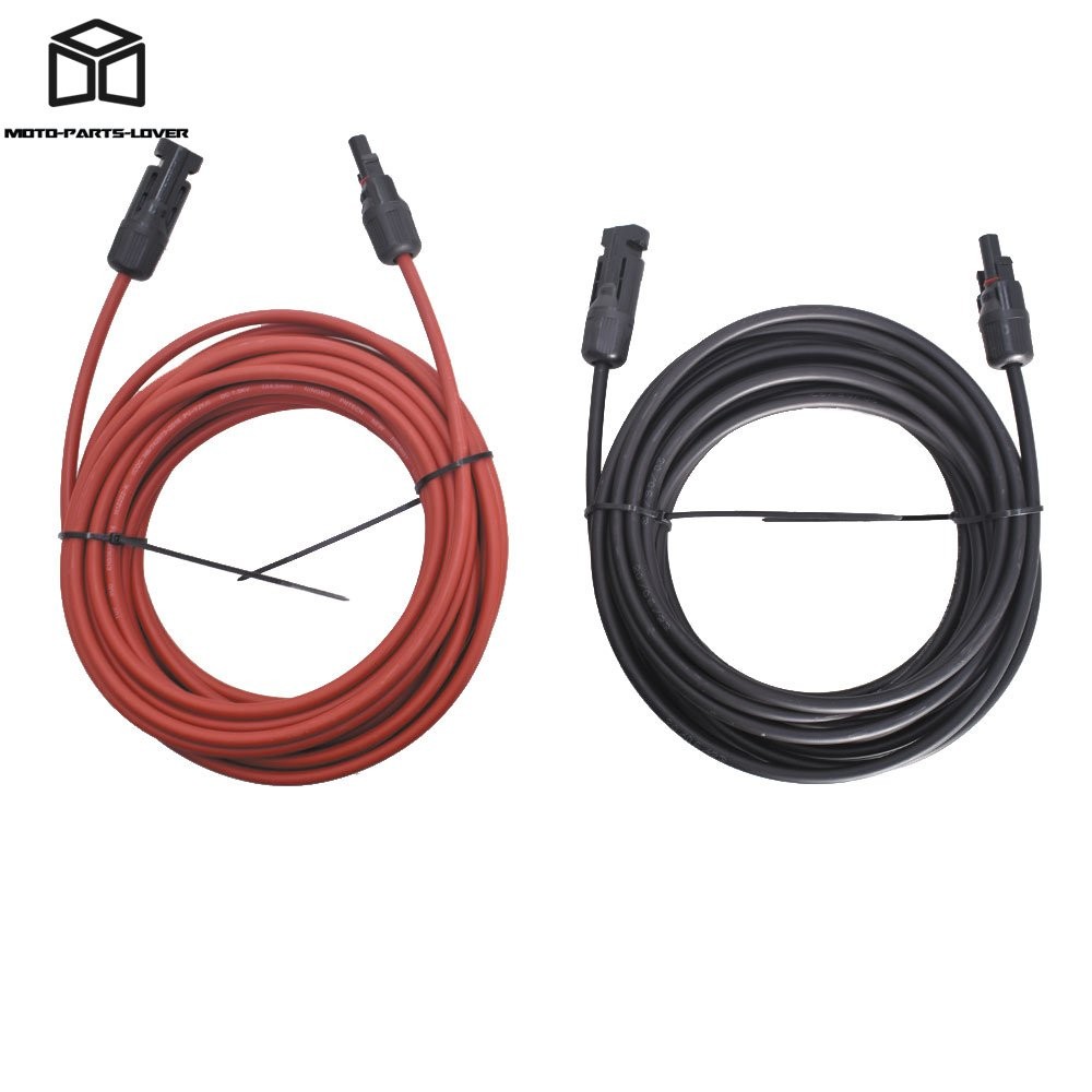 1 Pair Black + Red Wire Connector 10AWG Solar Panel Extension Cable 30 Feet