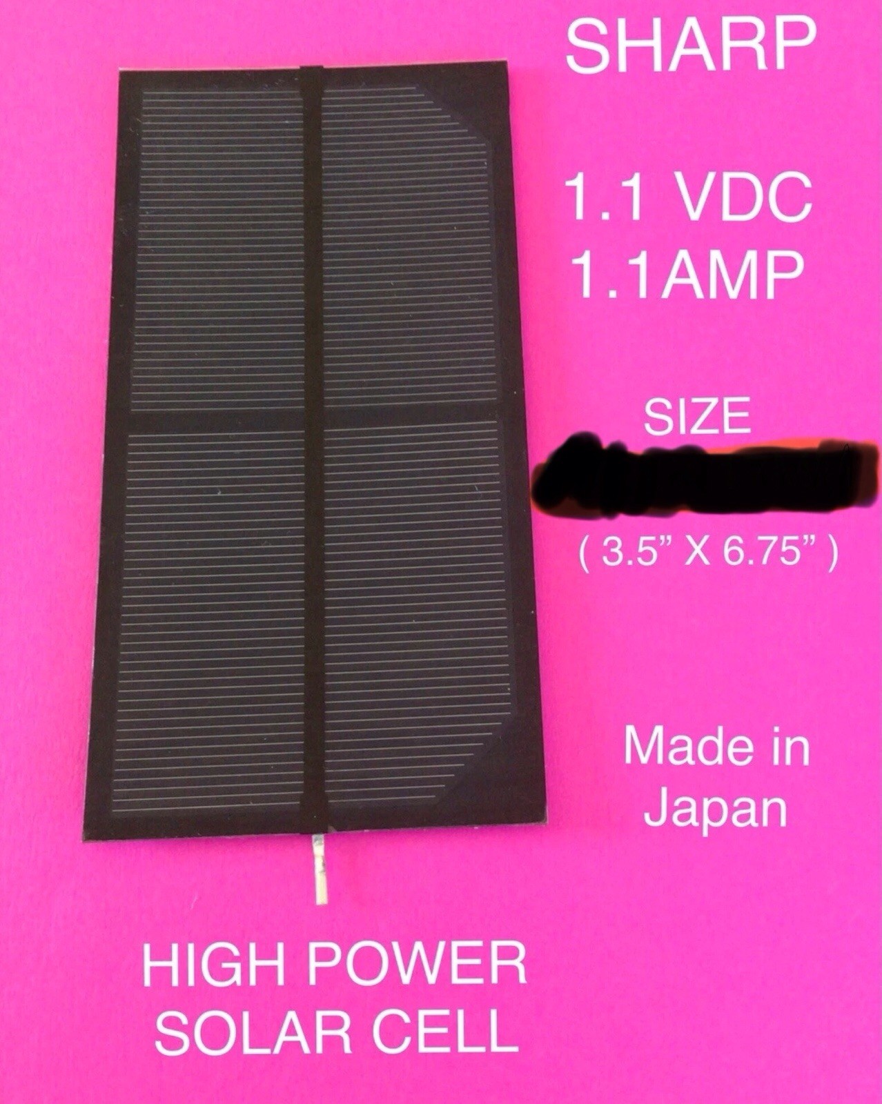 Sharp Solar Cell Module NEW 1.1VDC 1.1AMPS, MADE IN JAPAN EXCELLENT HIGH QUALITY