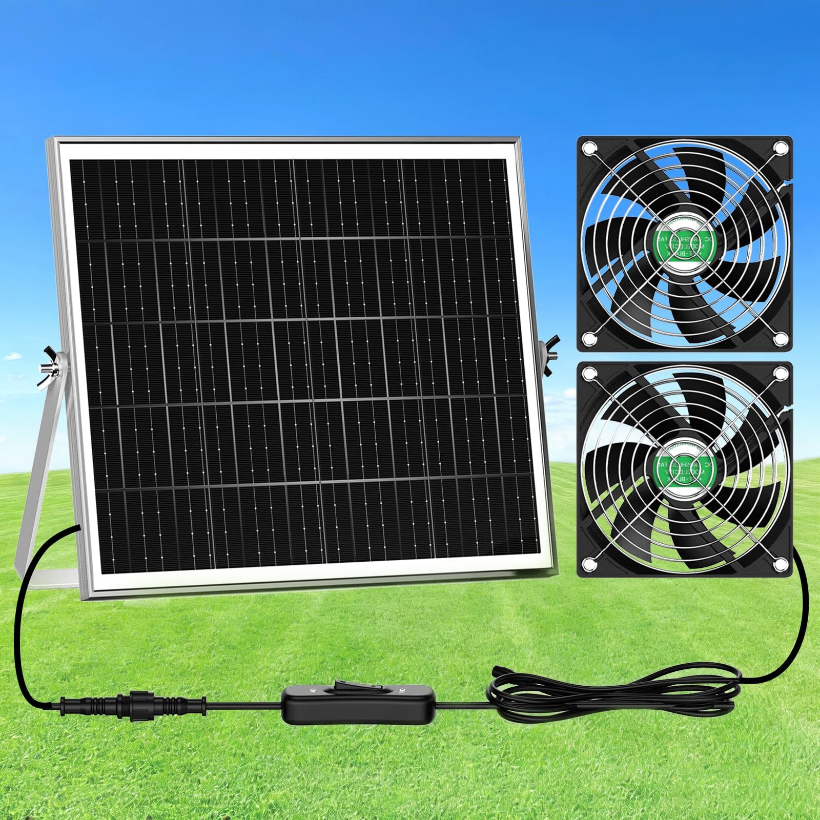 ZIZIWIN Solar Chicken Coop Fan 2 Kit, 20W Solar Powered Greenhouse Fan Outdoo…