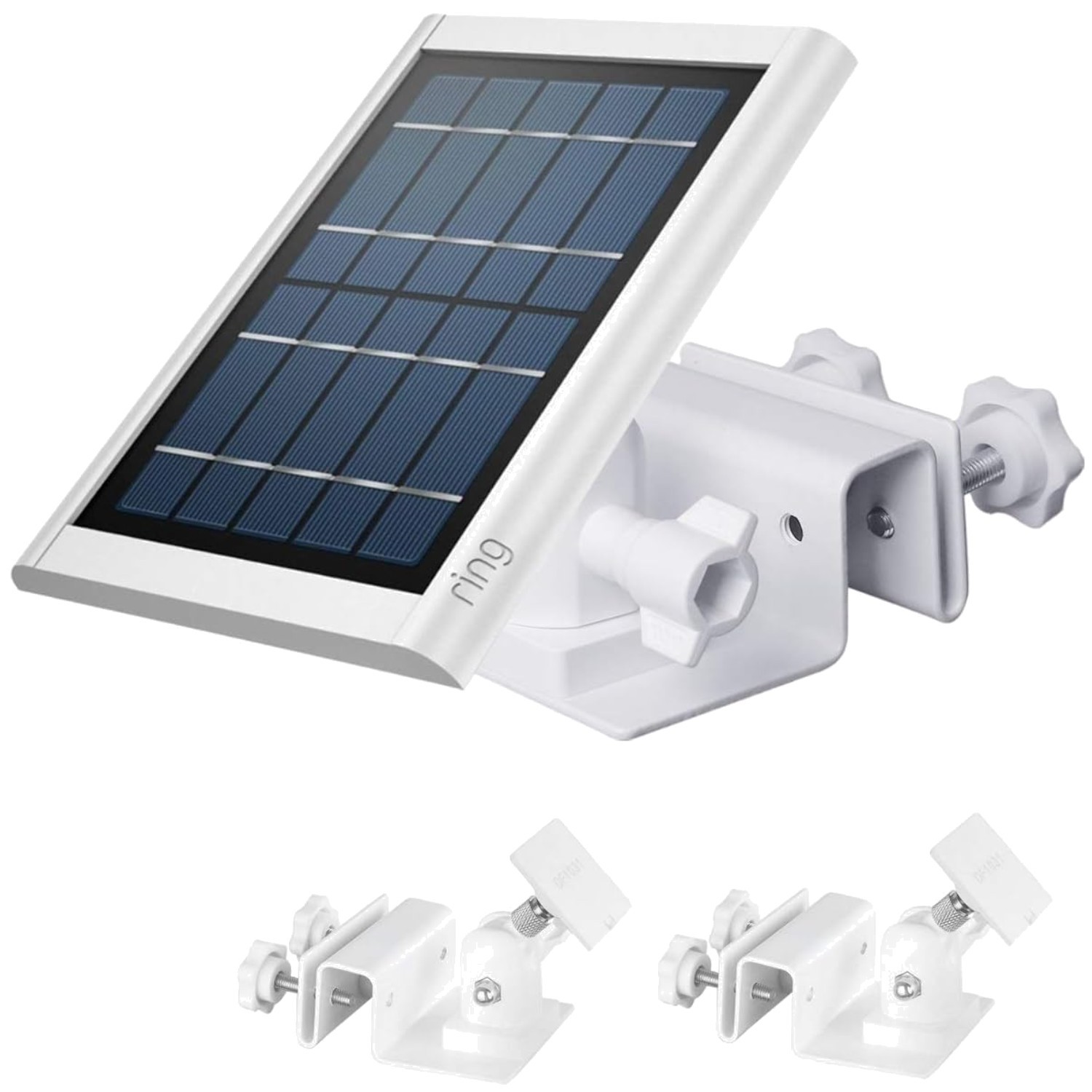 Adjustable Gutter Mount for Ring Solar Panel – White, 2 Pack