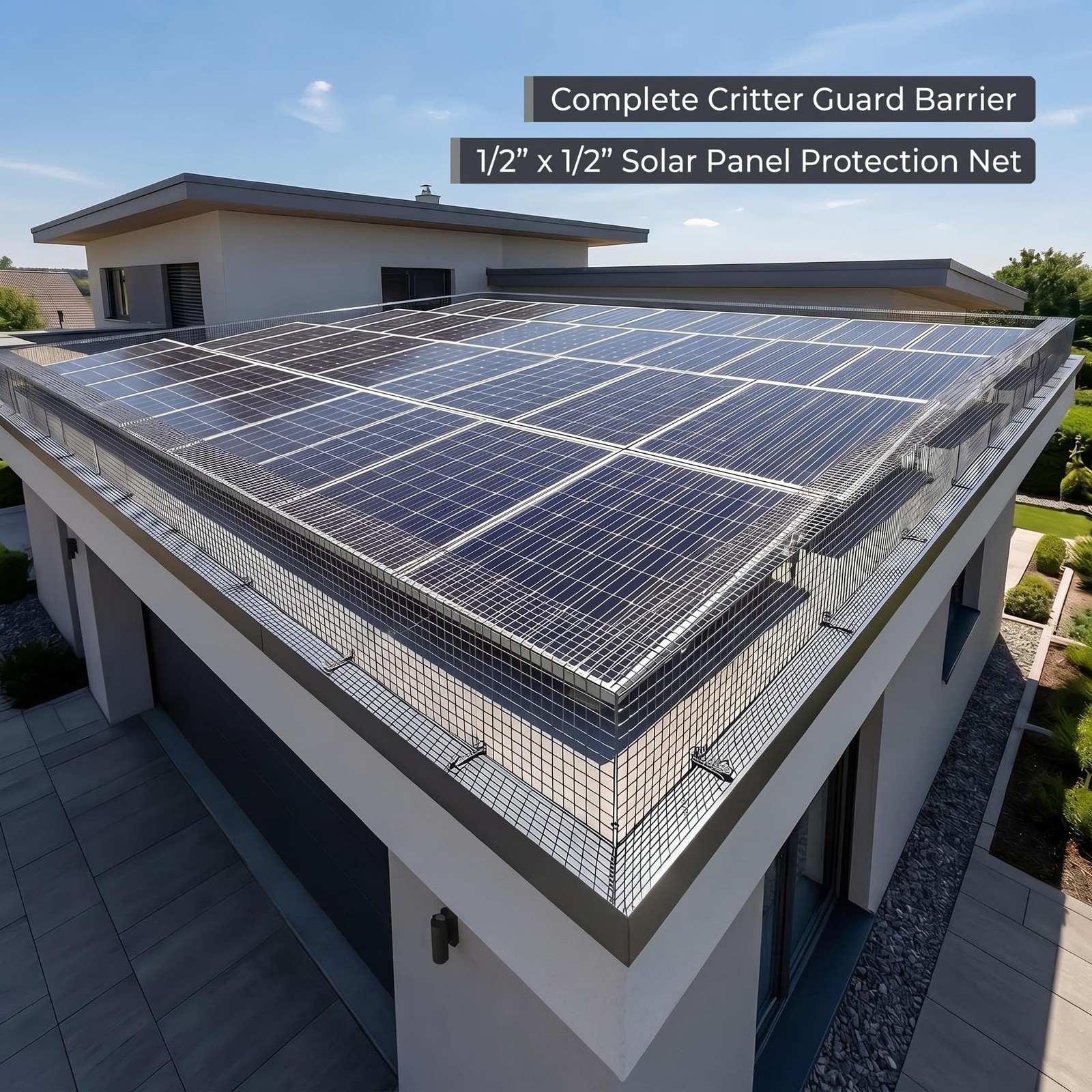 Solar Panel Bird Guard ,8in x 100ft Critter Guard Mesh Roll Kit 70pcs Fasteners