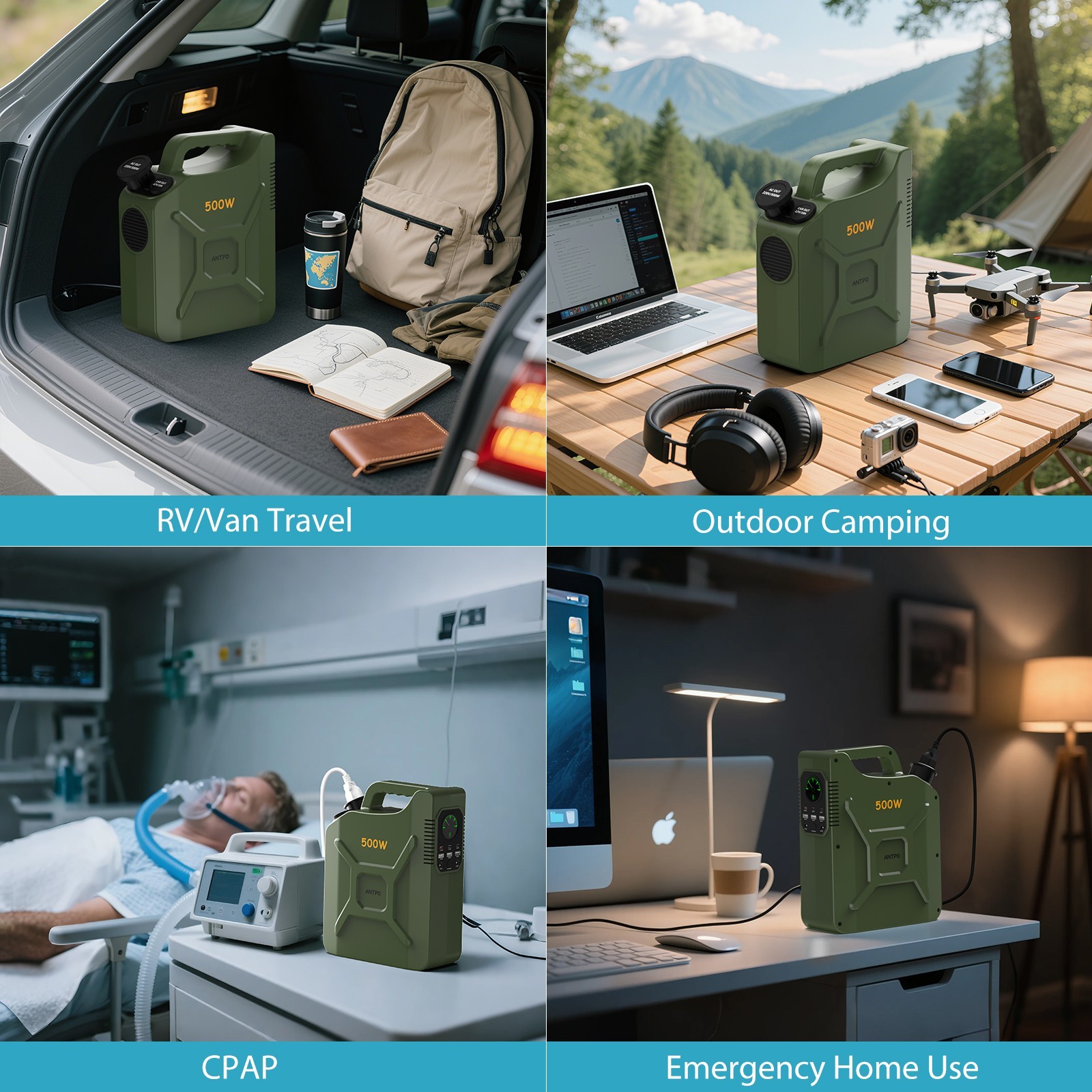 500W 500Wh Portable Power Station for Power Outage Camping self driving tour