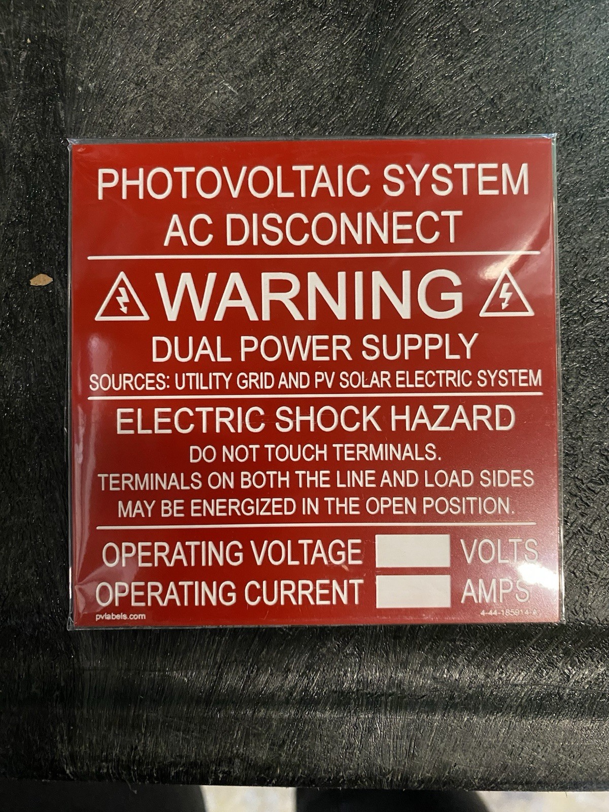 Photovoltaic System Label (Sold In 5 Pack)