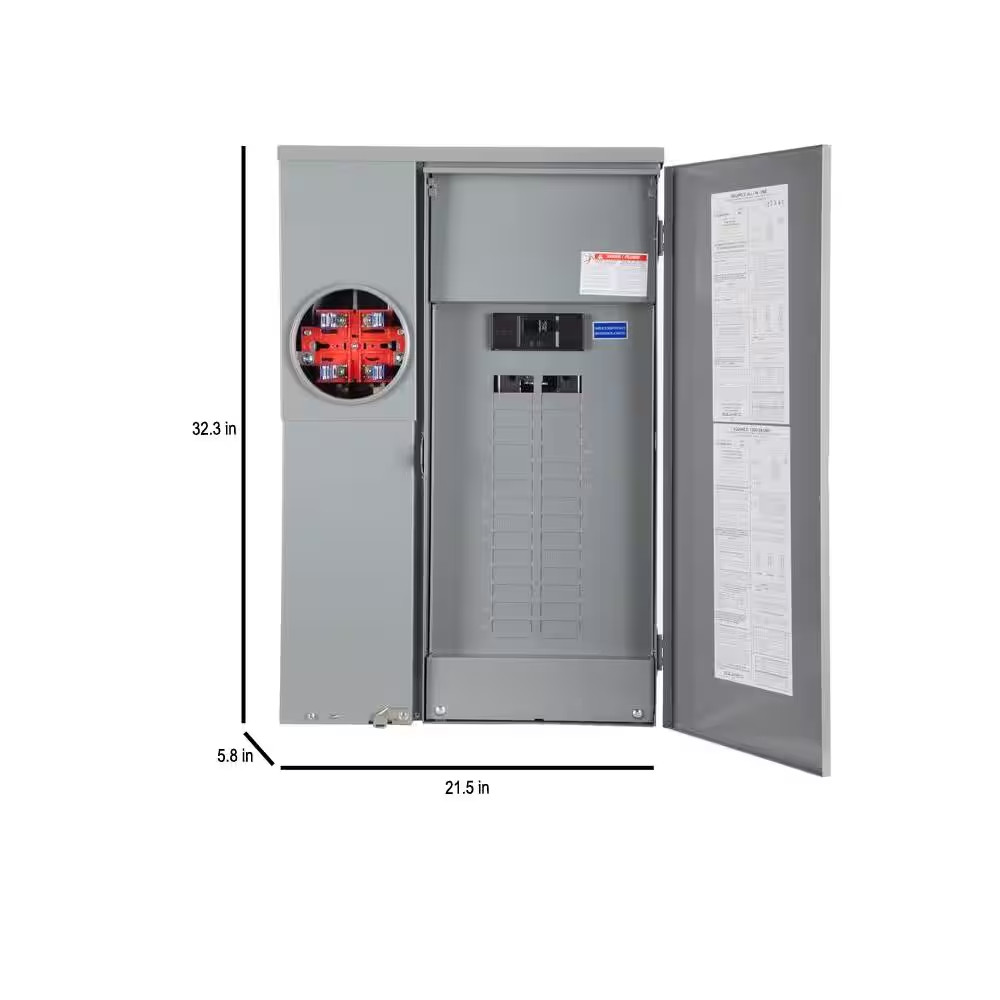 Homeline 200 Amp 30-Space 42-Circuit Outdoor Ring-Type Surface Mount Solar-Ready