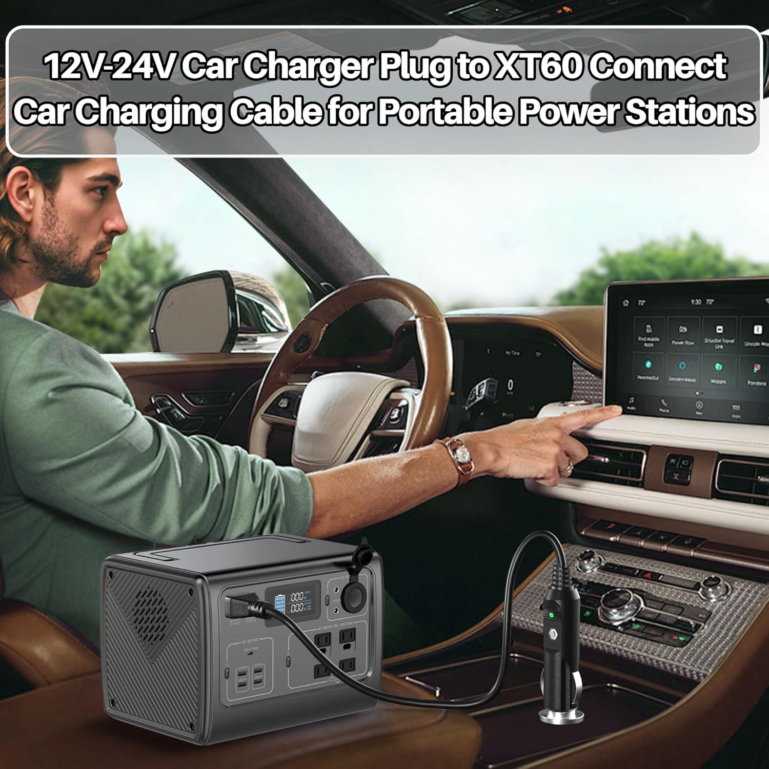 Car Charger for Ecoflow Delta/River, Bluetti EB55, Anker 757/767, XT60 Power