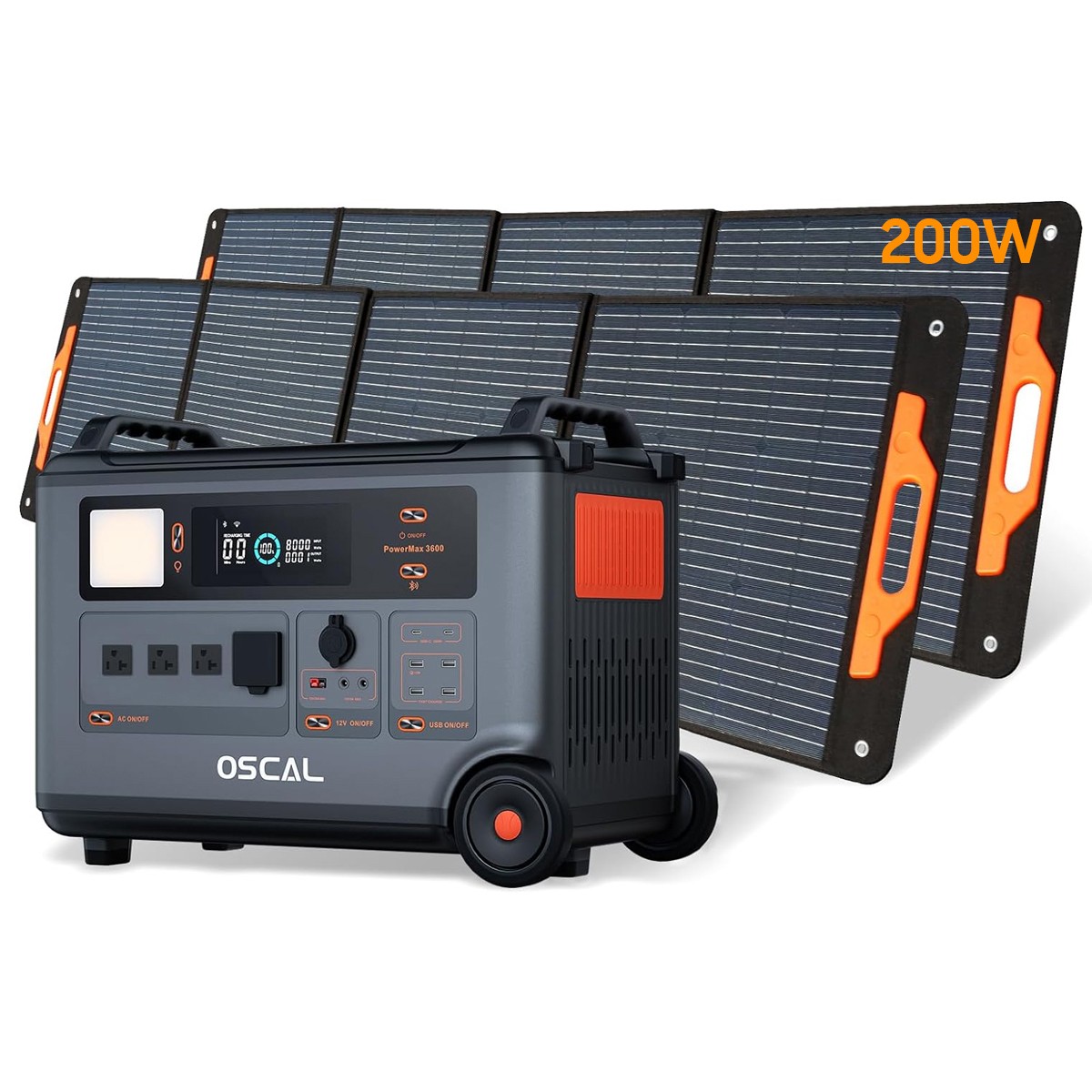 Blackview OSCAL PowerMax 3600 Power Station 3600Wh + 2x PM200 200W Solar Panel