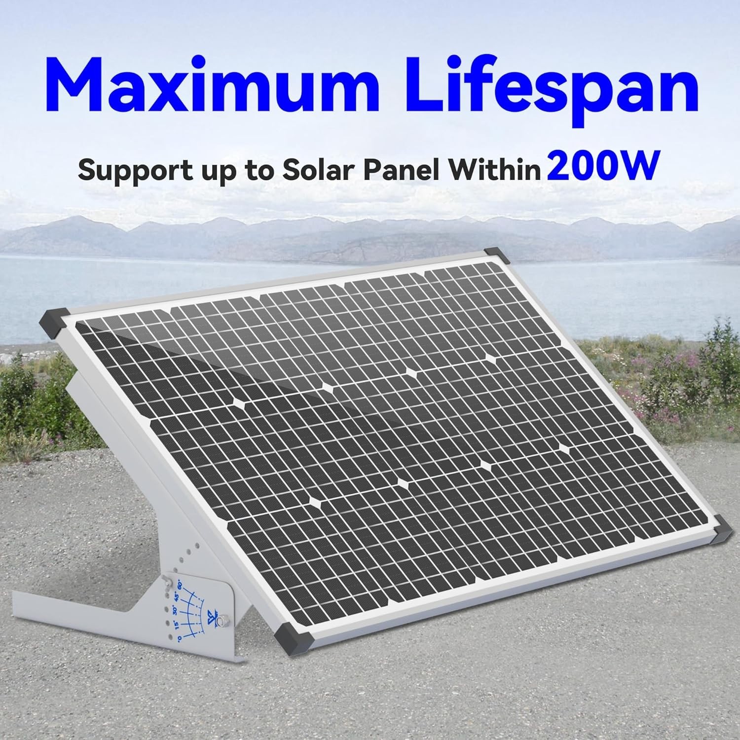 Solar Panel Mount Stand: 13.8in Immortal Steel Adjustable Angle Bracket – Rac..