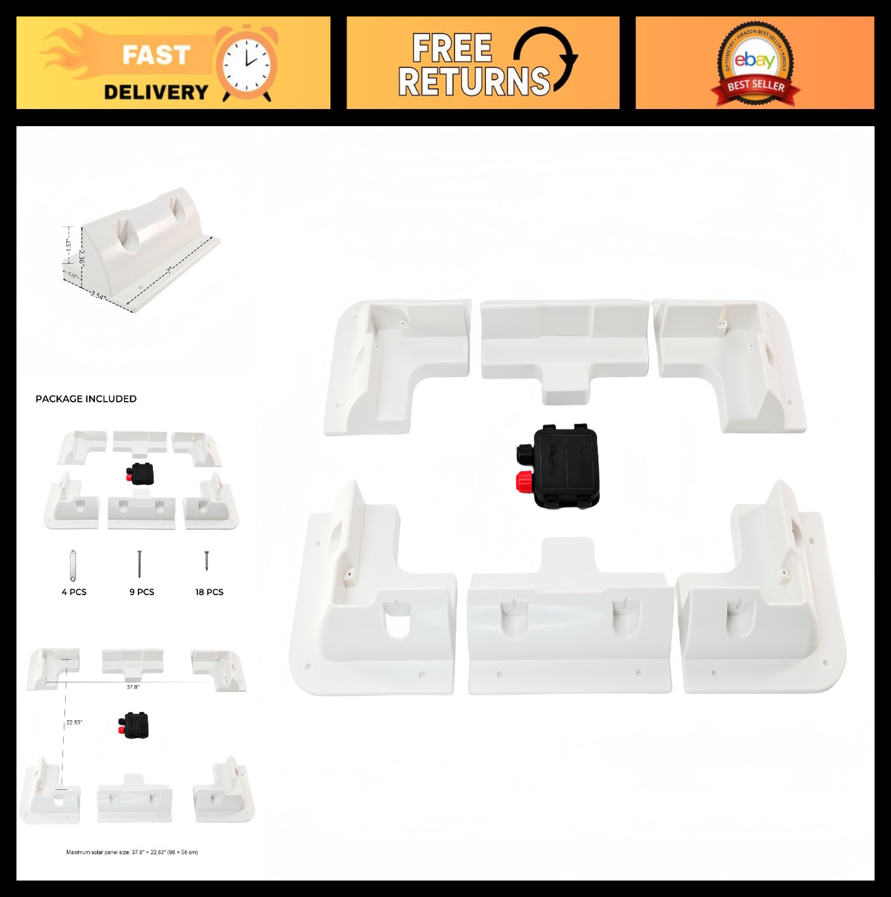 7PCS Solar Panel Mounting Brackets Kit – Strong Roof Mounts for RVs, Vans, Boats