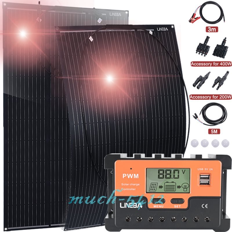 400W 200W 100W 18V Portable Flexible Solar Panel RV Boat camping Rooftop Home